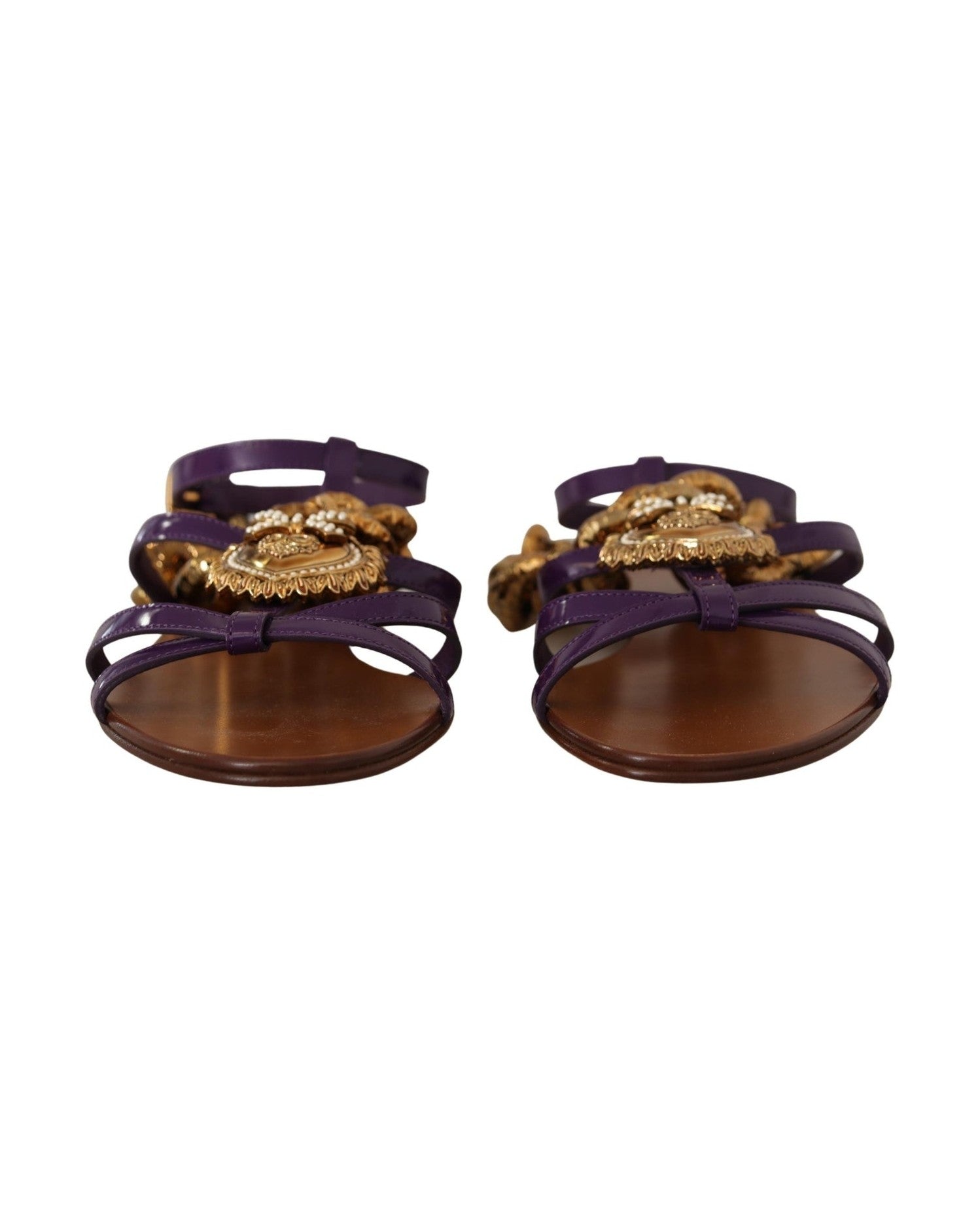 Dolce & Gabbana Purple Heart Chain Gladiator Flats Glam Steals