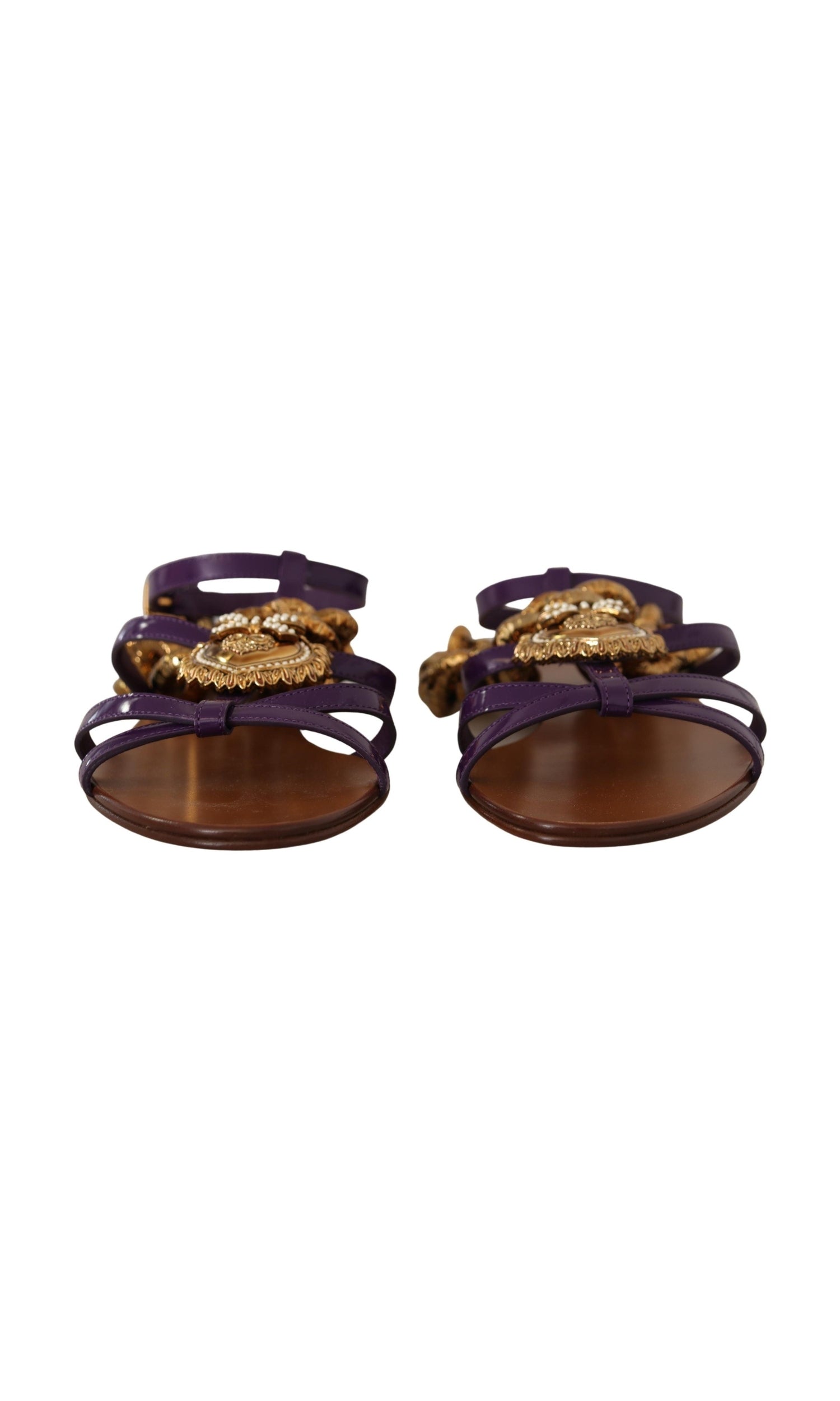 Dolce & Gabbana Purple Heart Chain Gladiator Flats Glam Steals