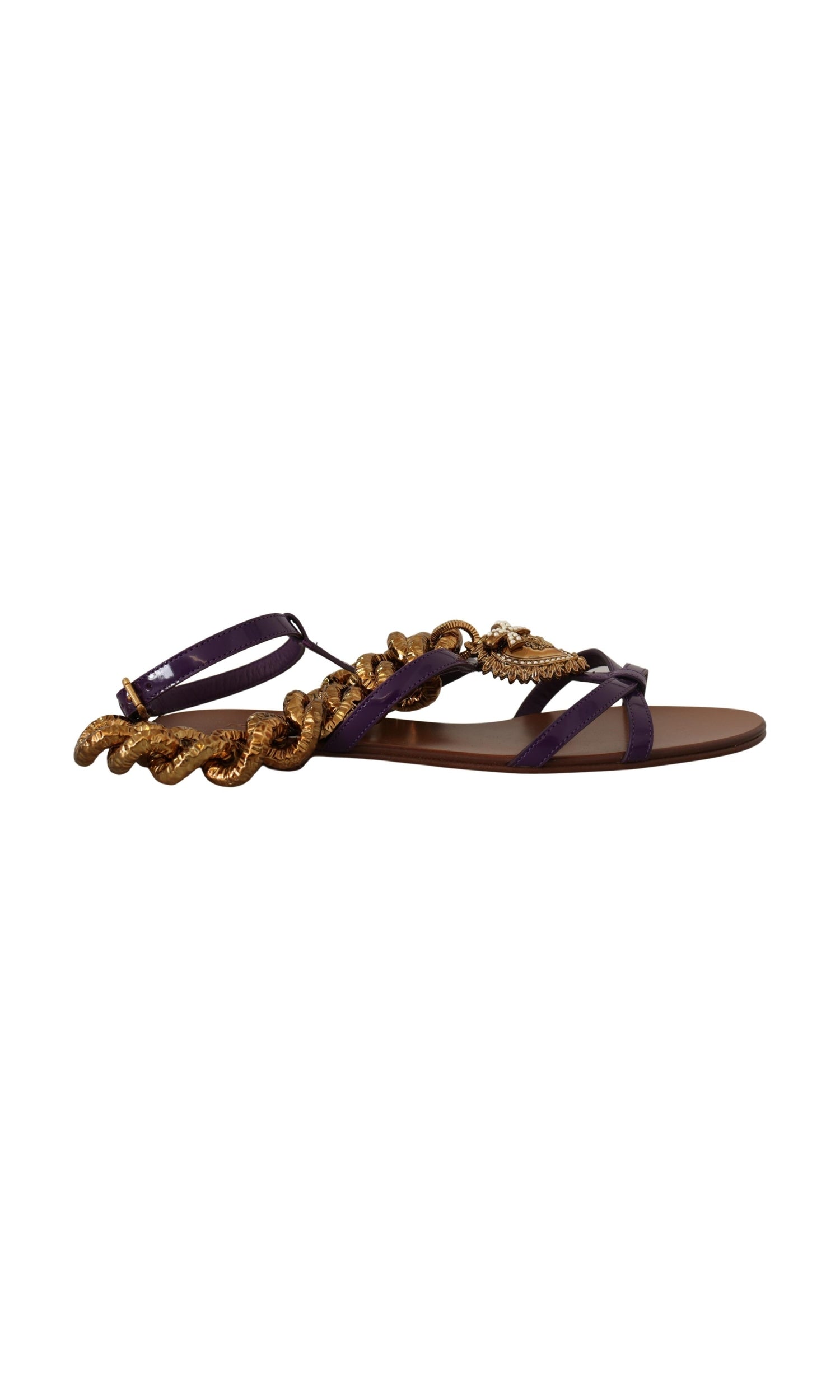 Dolce & Gabbana Purple Heart Chain Gladiator Flats Glam Steals