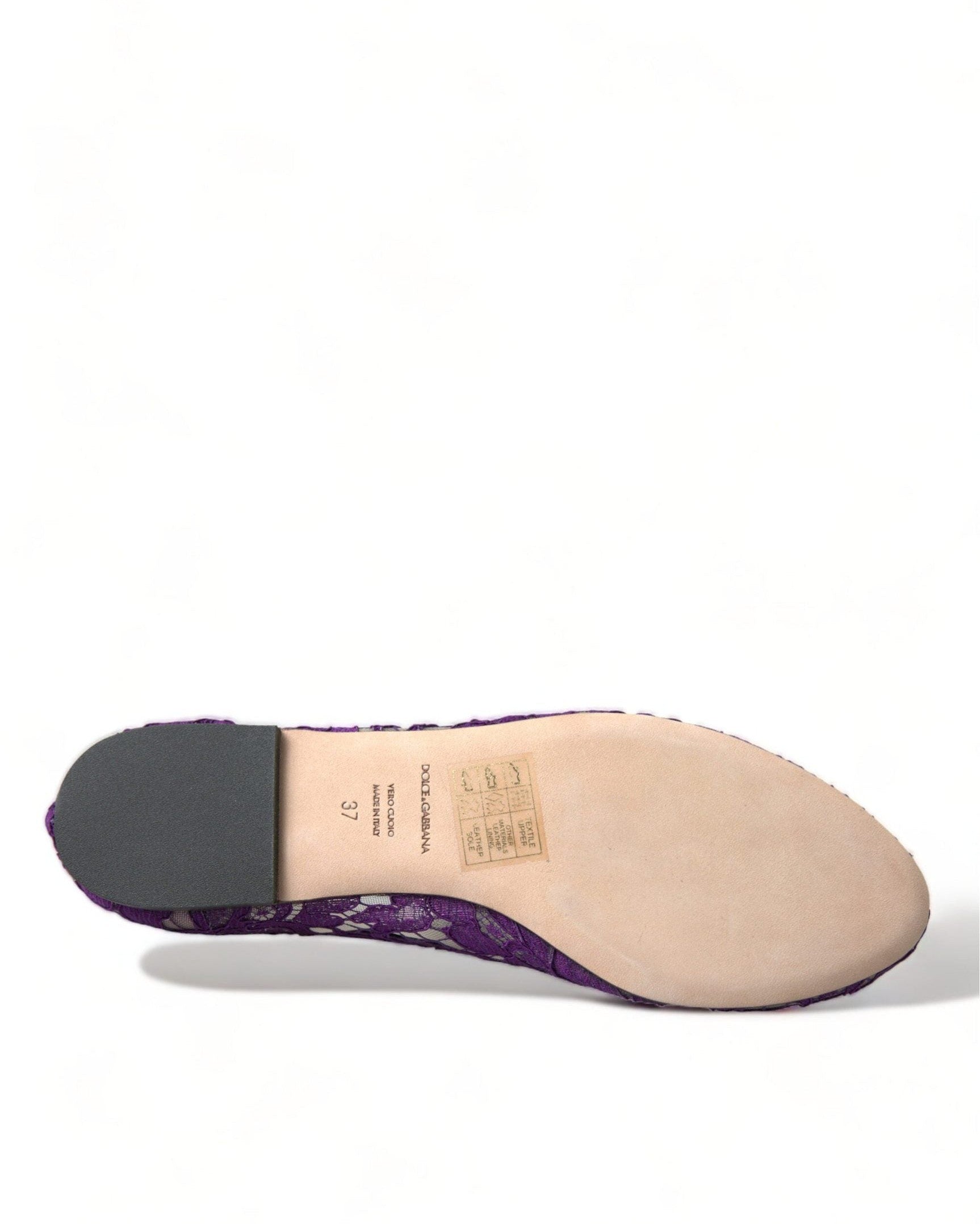 Dolce & Gabbana Purple Lace Vally Taormina Crystals Flats Flats
