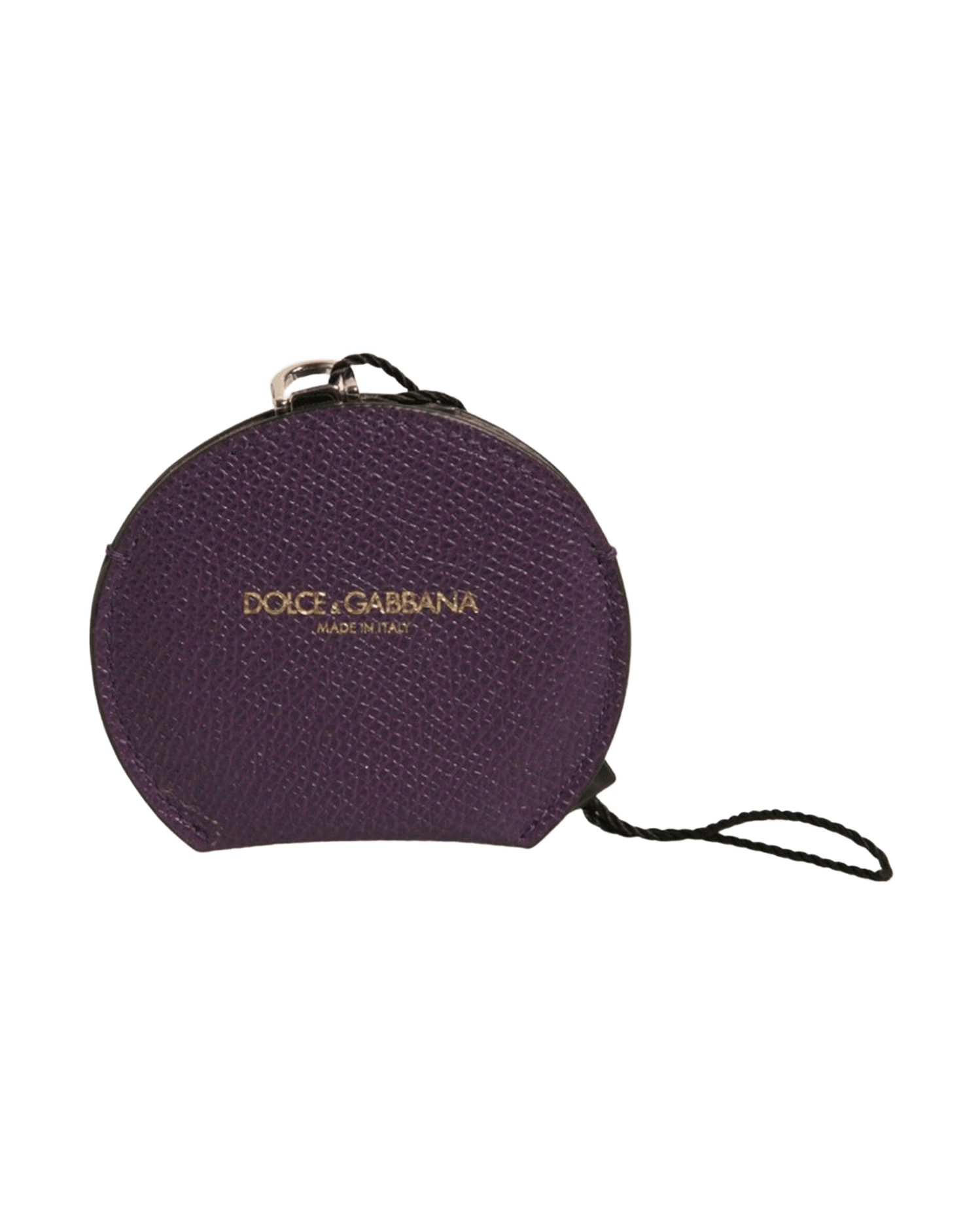 Dolce & Gabbana Purple Leather Calfskin Round Logo Hand Mirror Holder Glam Steals