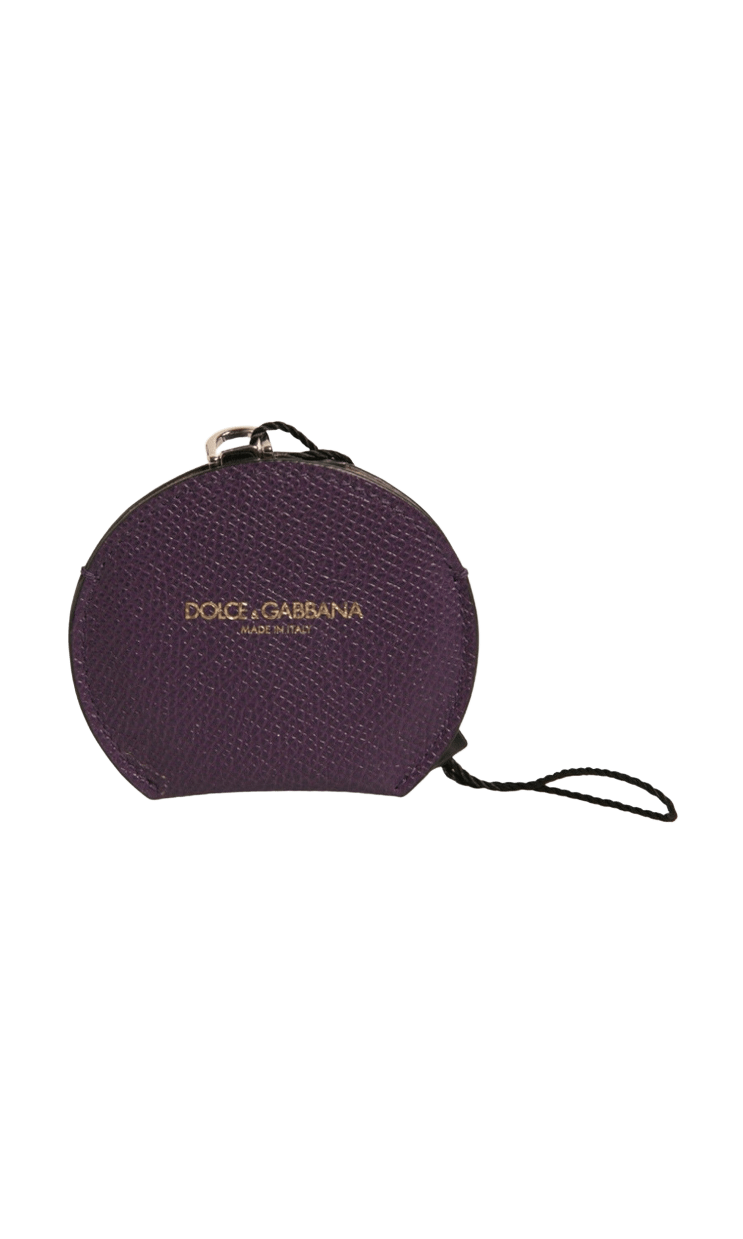 Dolce & Gabbana Purple Leather Calfskin Round Logo Hand Mirror Holder Glam Steals