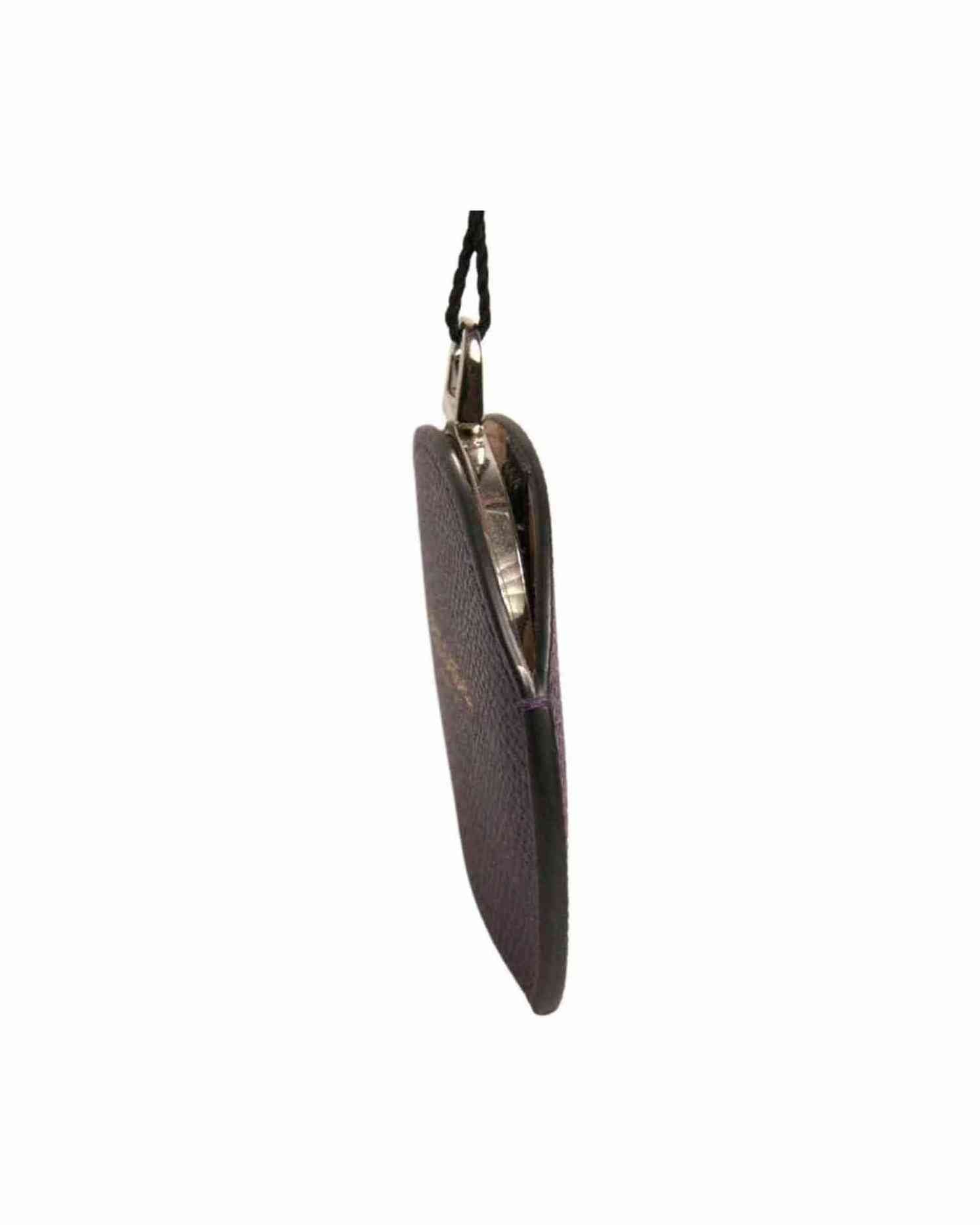 Dolce & Gabbana Purple Leather Calfskin Round Logo Hand Mirror Holder Glam Steals