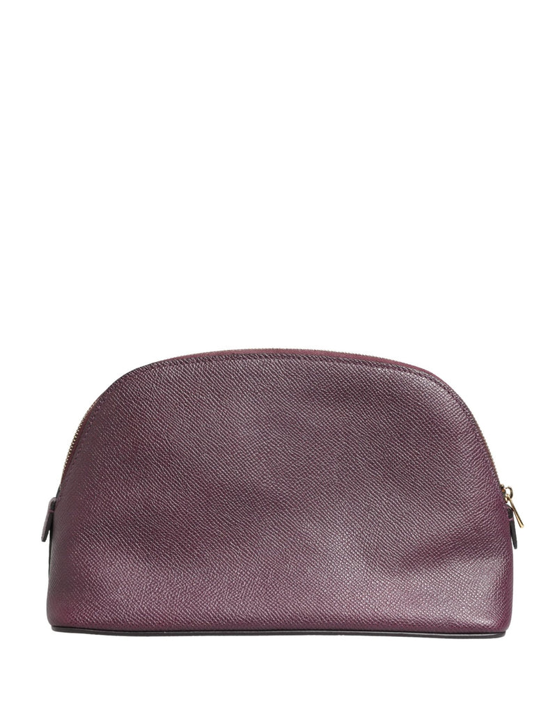 Dolce & Gabbana Purple Leather Dark Dg Logo Zip Around Hand Purse Wallet Glam Steals