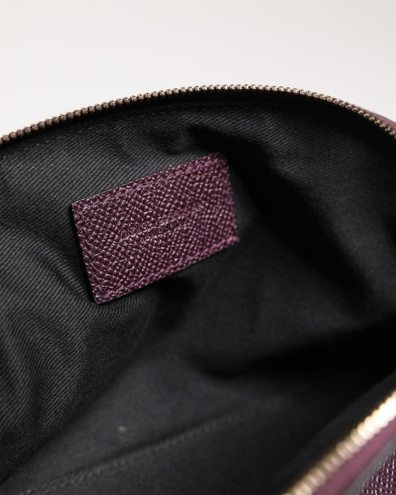 Dolce & Gabbana Purple Leather Dark Dg Logo Zip Around Hand Purse Wallet Glam Steals