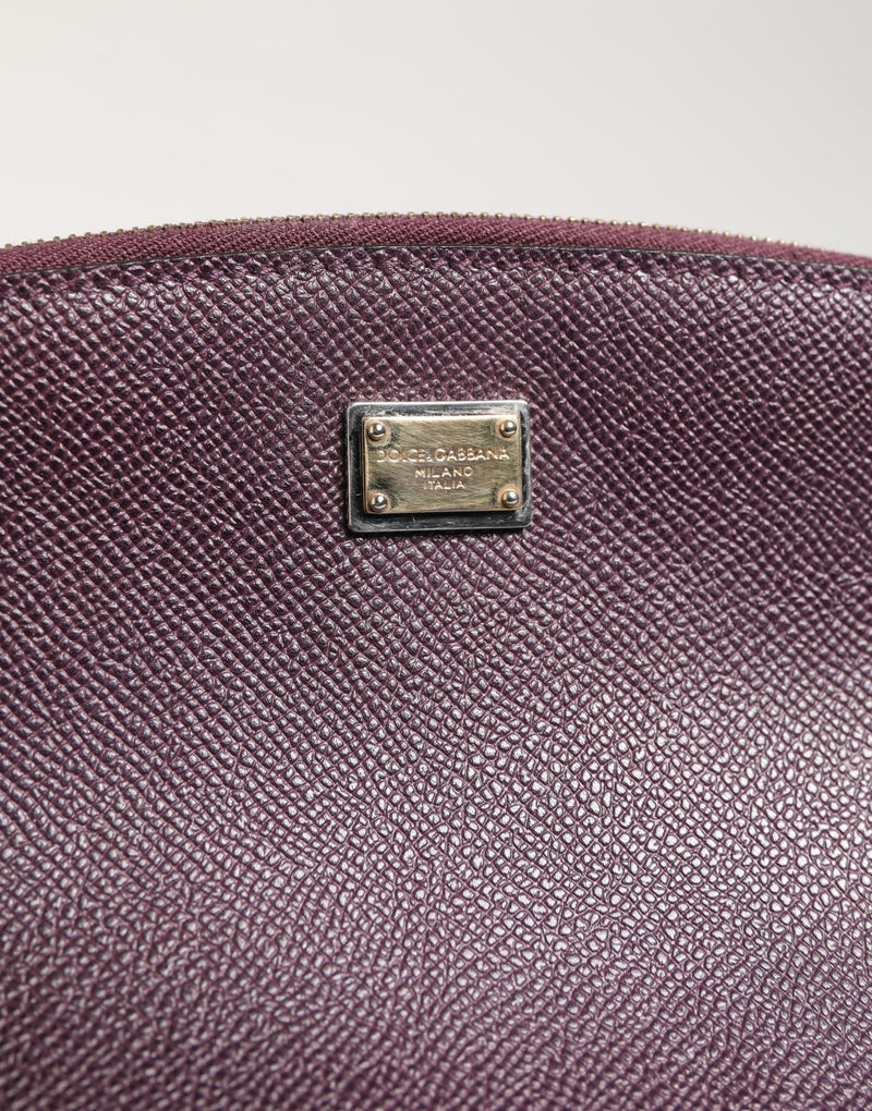 Dolce & Gabbana Purple Leather Dark Dg Logo Zip Around Hand Purse Wallet Glam Steals