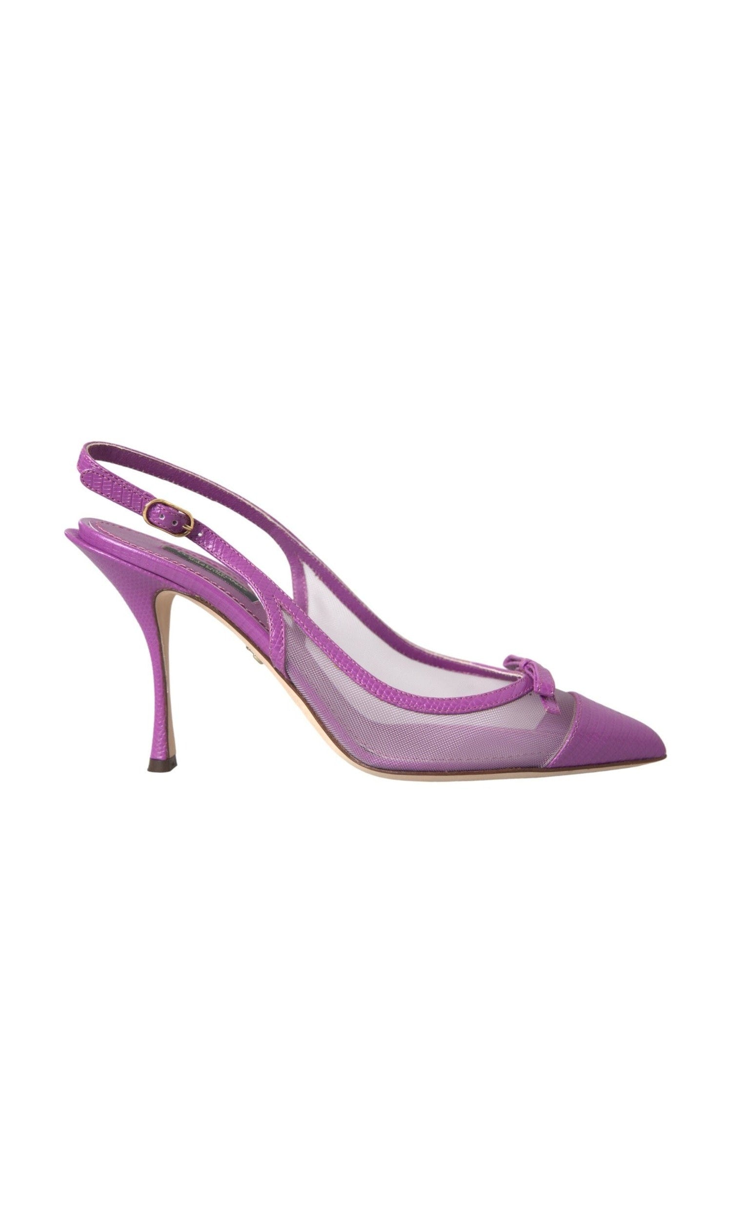 Dolce & Gabbana Purple Leather Mesh High Heels Slingback Shoes Glam Steals