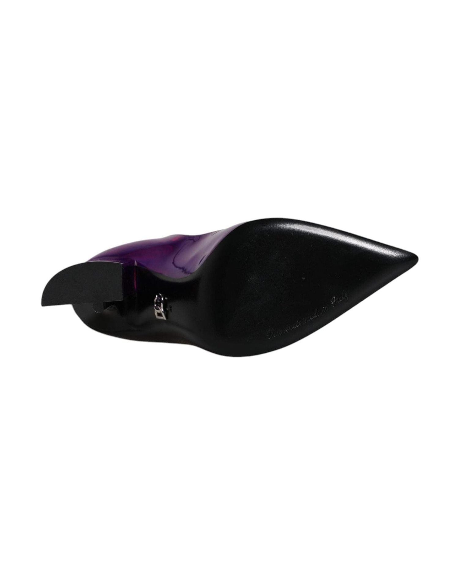 Dolce & Gabbana Purple Black Pointed Ankle Boots Shoes Glam Steals