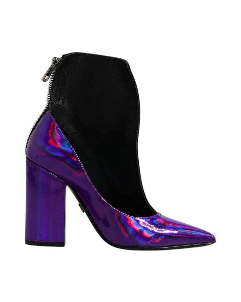 Dolce & Gabbana Purple Black Pointed Ankle Boots Shoes Glam Steals