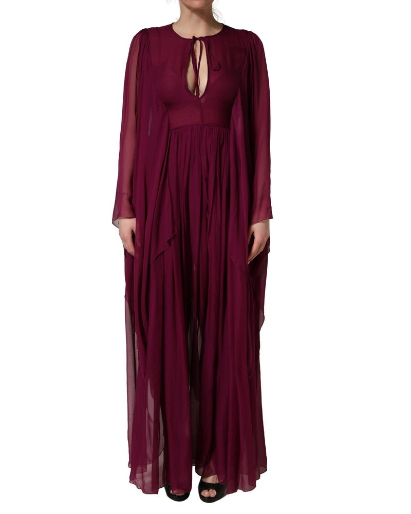 Dolce & Gabbana Purple Silk Sheer Chiffon Long Maxi Dress Glam Steals