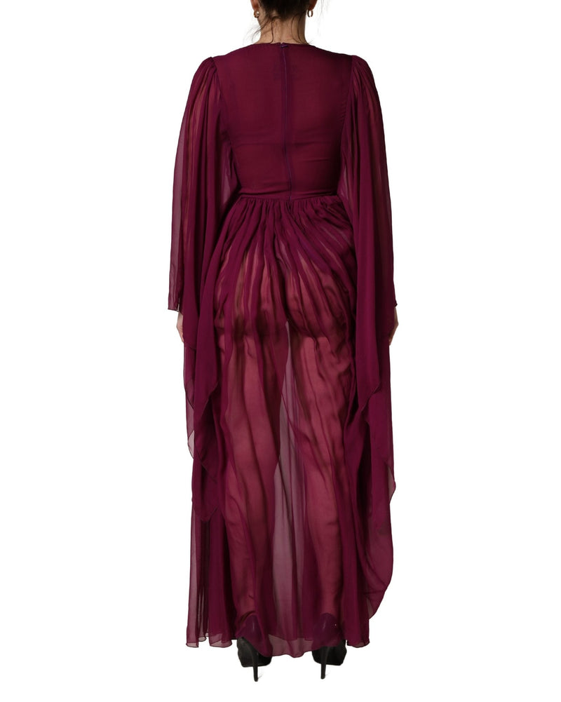 Dolce & Gabbana Purple Silk Sheer Chiffon Long Maxi Dress Glam Steals