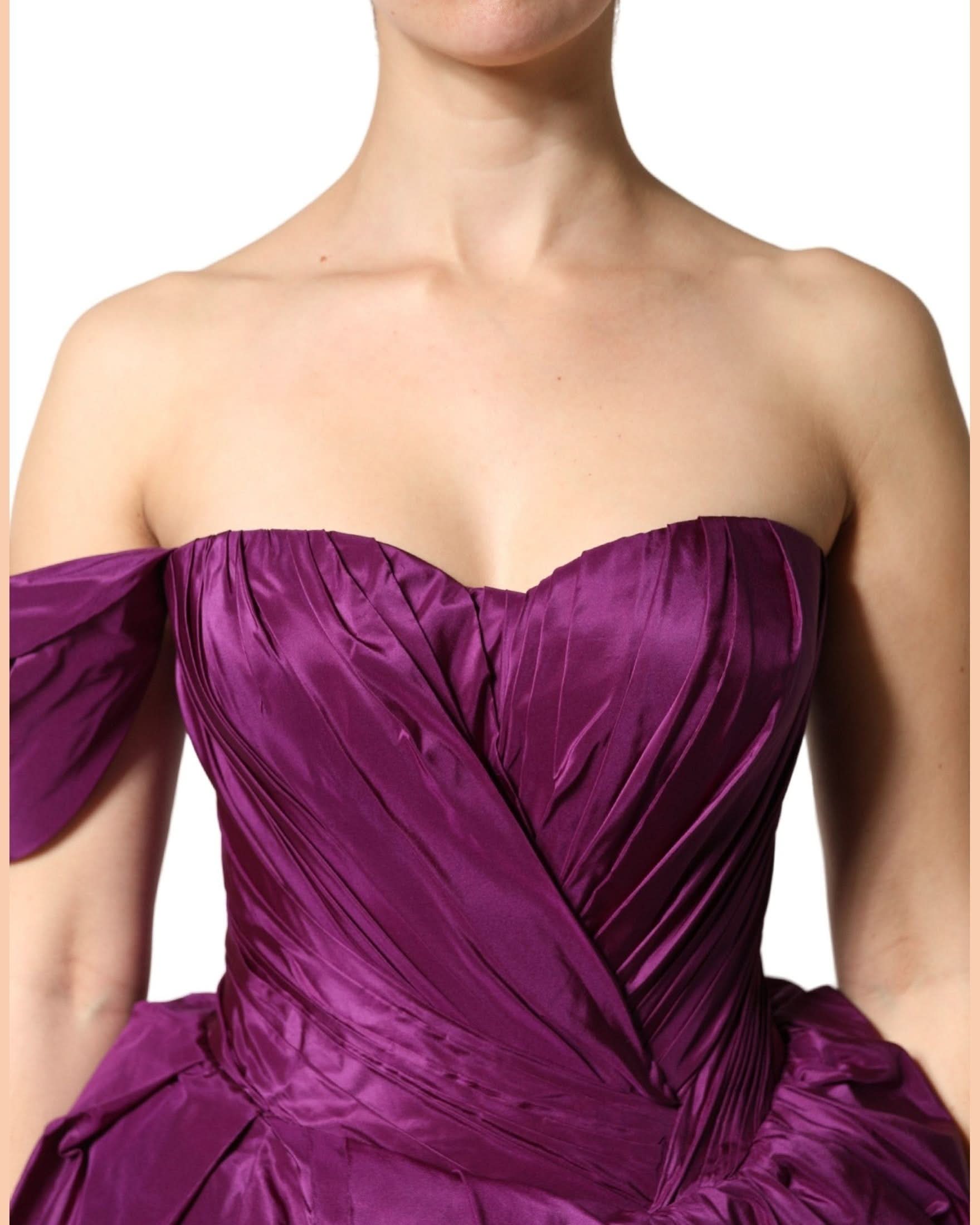 Dolce & Gabbana Purple Strapless A Line Asymmetric Dress 