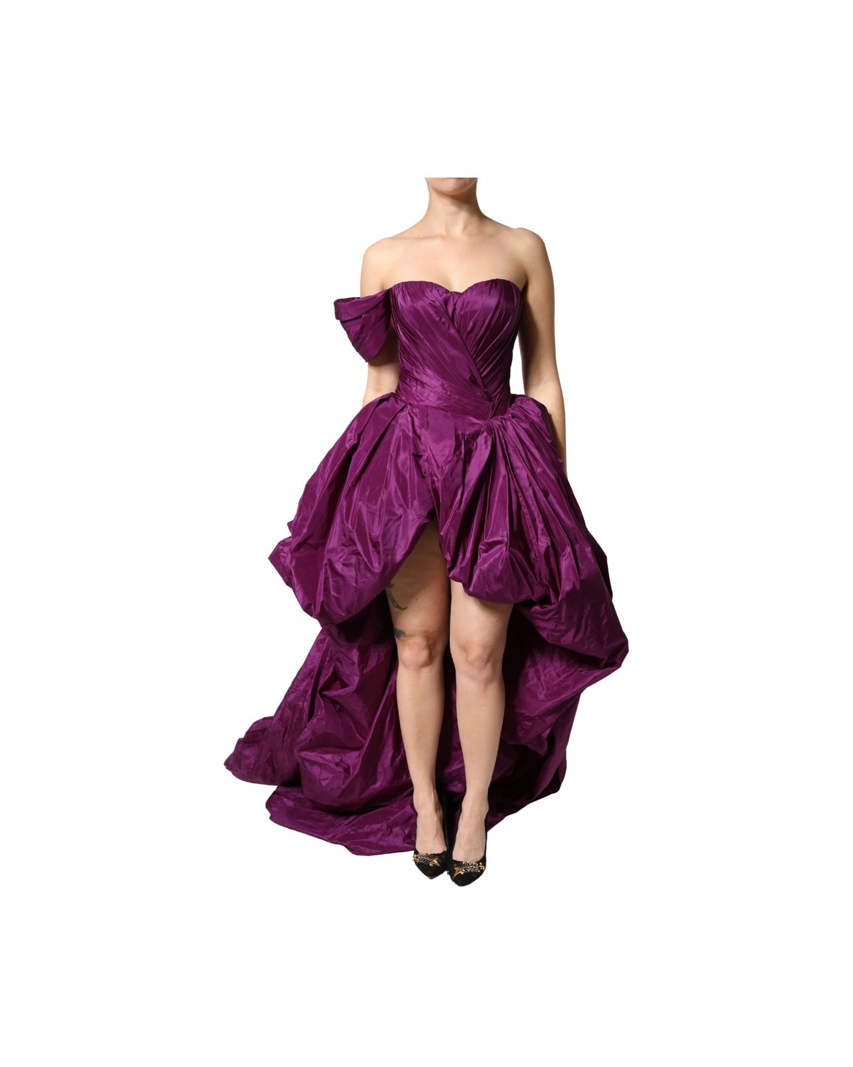 Dolce & Gabbana Purple Strapless A Line Asymmetric Dress 