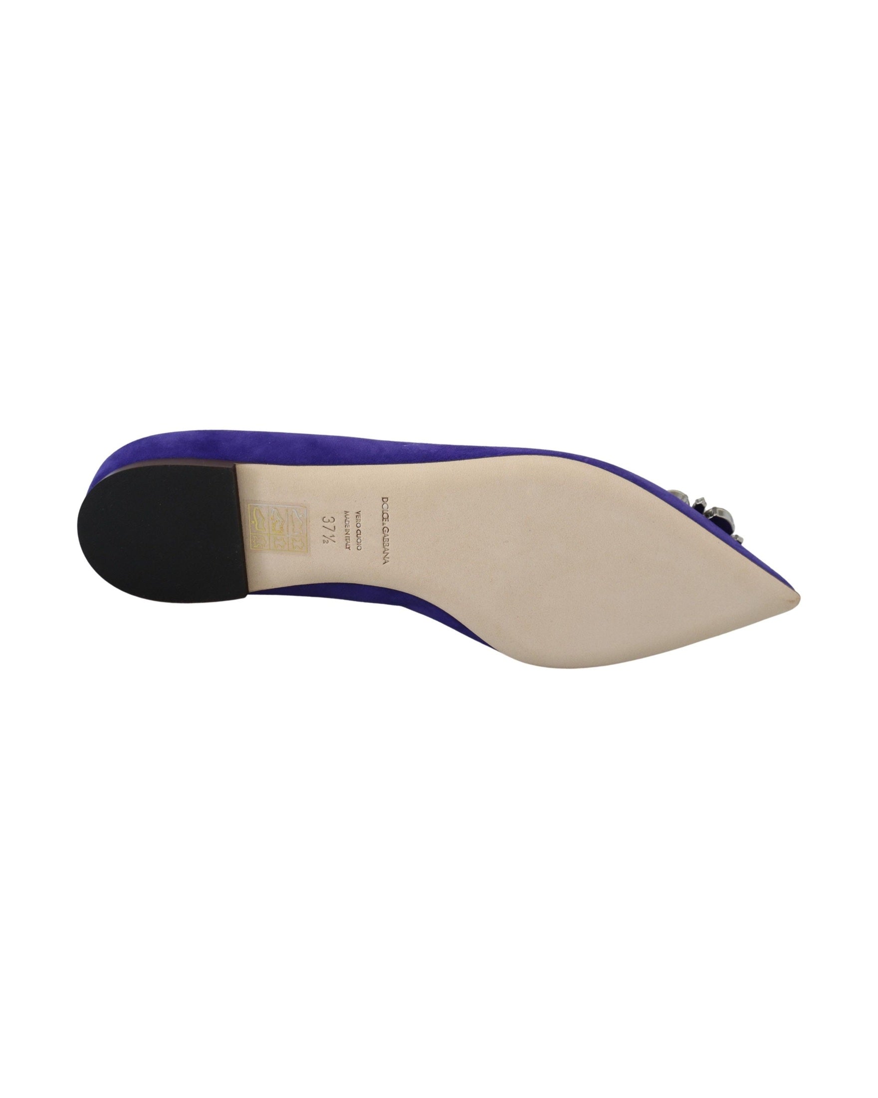 Dolce & Gabbana Purple Suede Crystals Loafers Flats