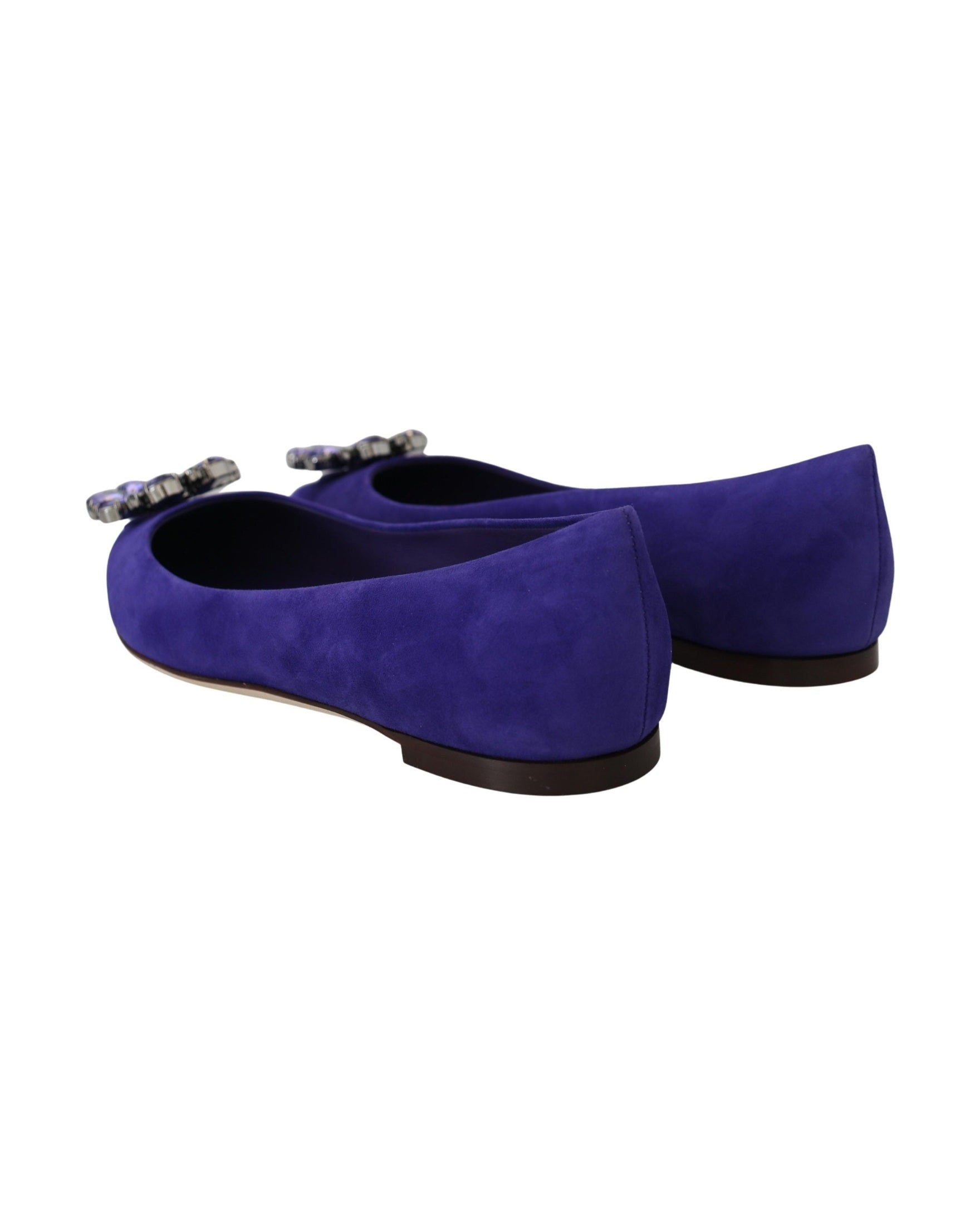 Dolce & Gabbana Purple Suede Crystals Loafers Flats