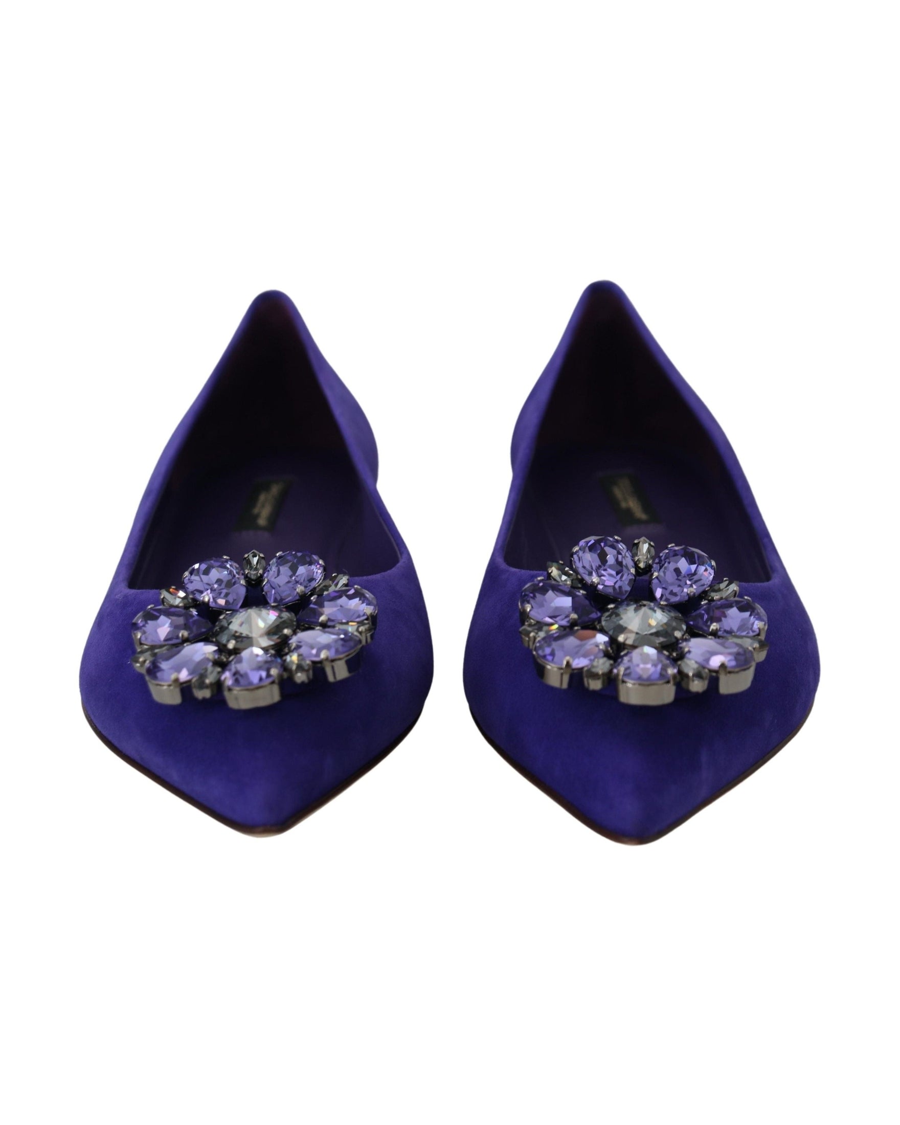 Dolce & Gabbana Purple Suede Crystals Loafers Flats