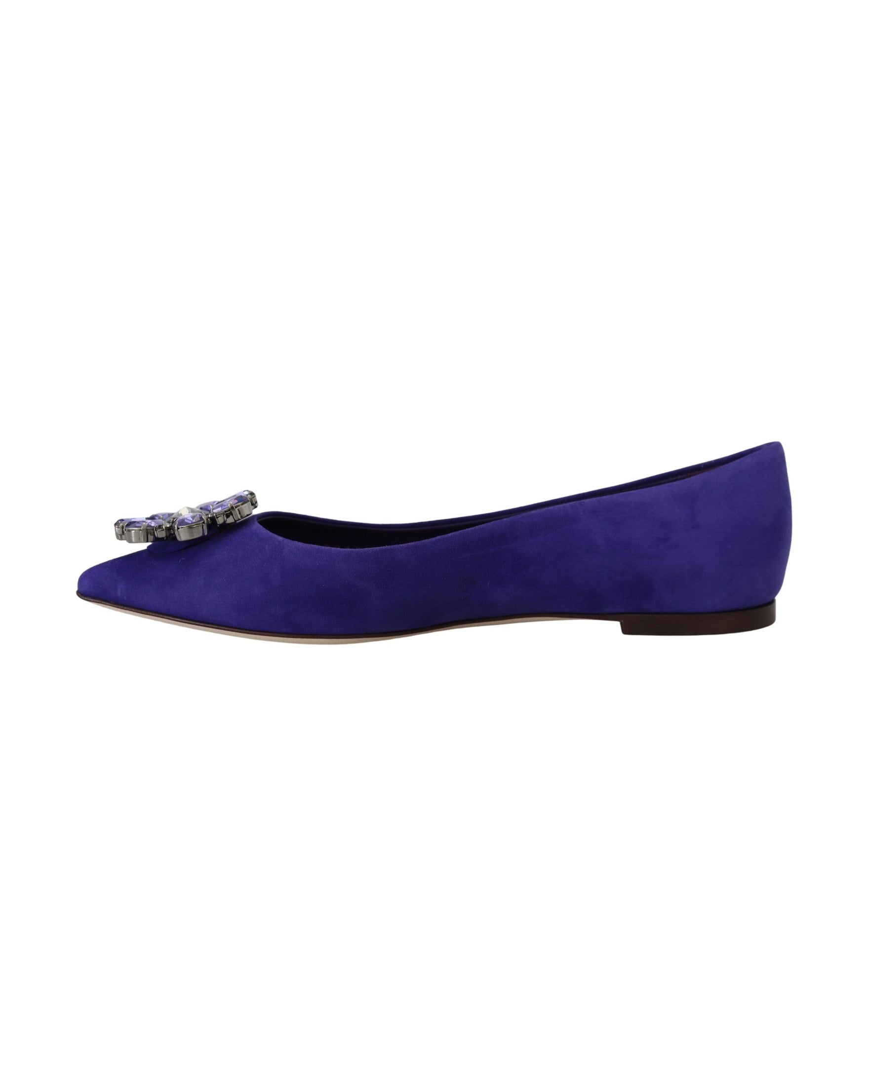 Dolce & Gabbana Purple Suede Crystals Loafers Flats