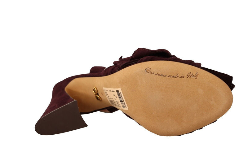 Dolce & Gabbana Purple Suede Dark Ankle Strap Sandals Shoes Glam Steals