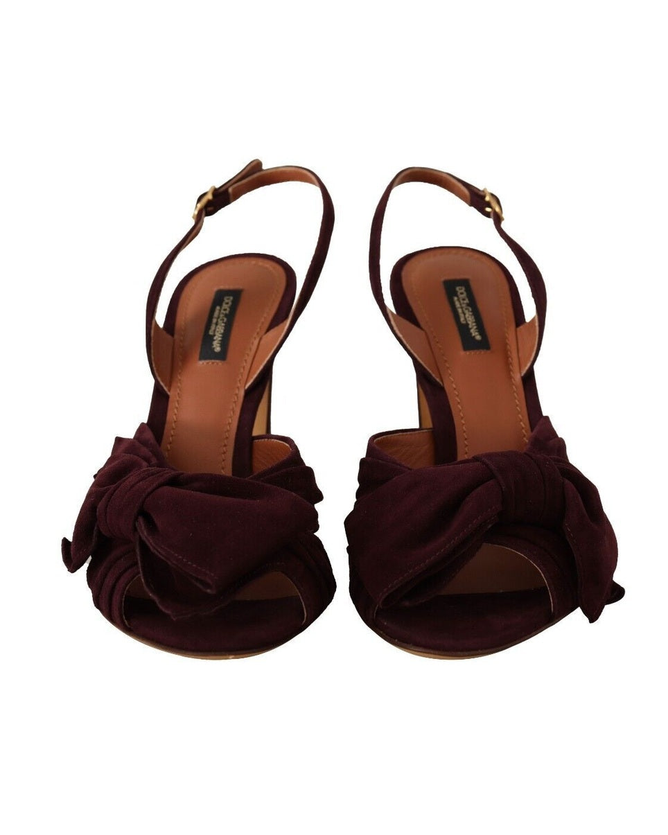 Dolce & Gabbana Purple Suede Dark Ankle Strap Sandals Shoes Heels