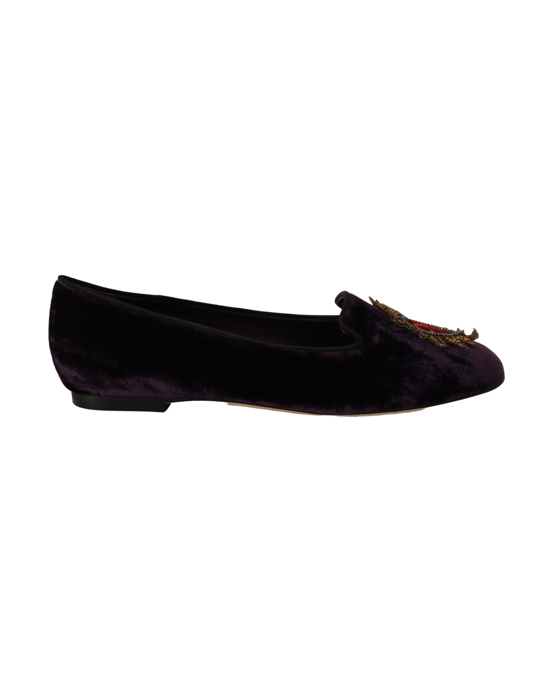 Dolce & Gabbana Purple Velvet Dg Heart Loafers Flats Shoes Glam Steals