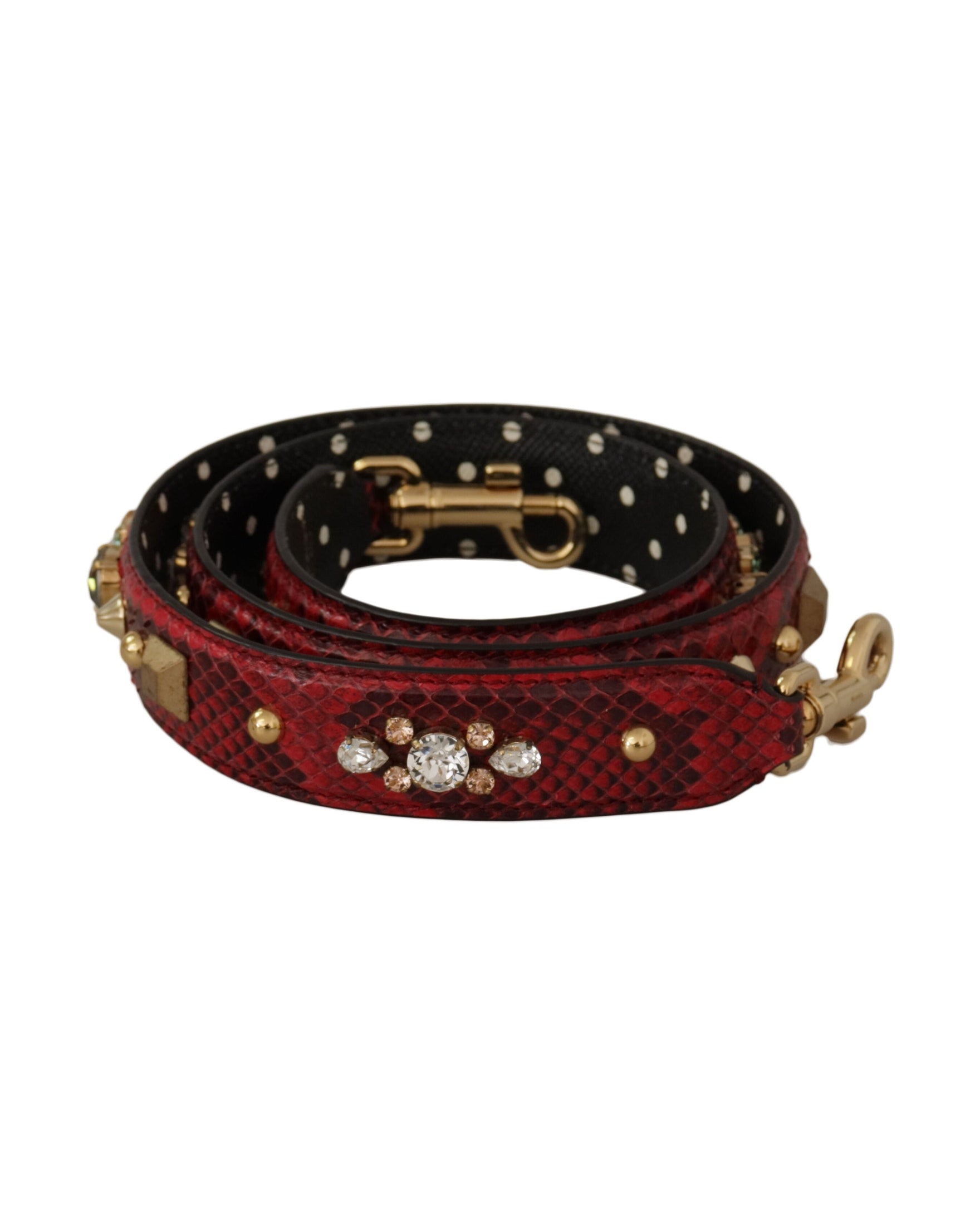 Dolce & Gabbana Python Leather Shoulder Bag Red Strap Glam Steals