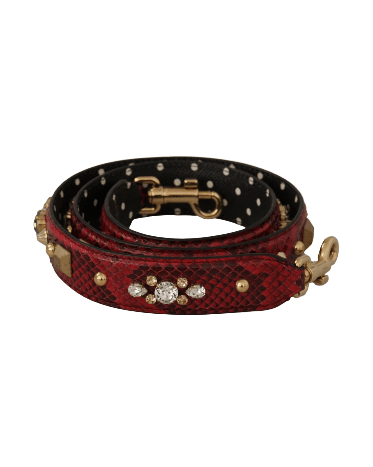 Dolce & Gabbana Python Leather Shoulder Bag Red Strap Glam Steals