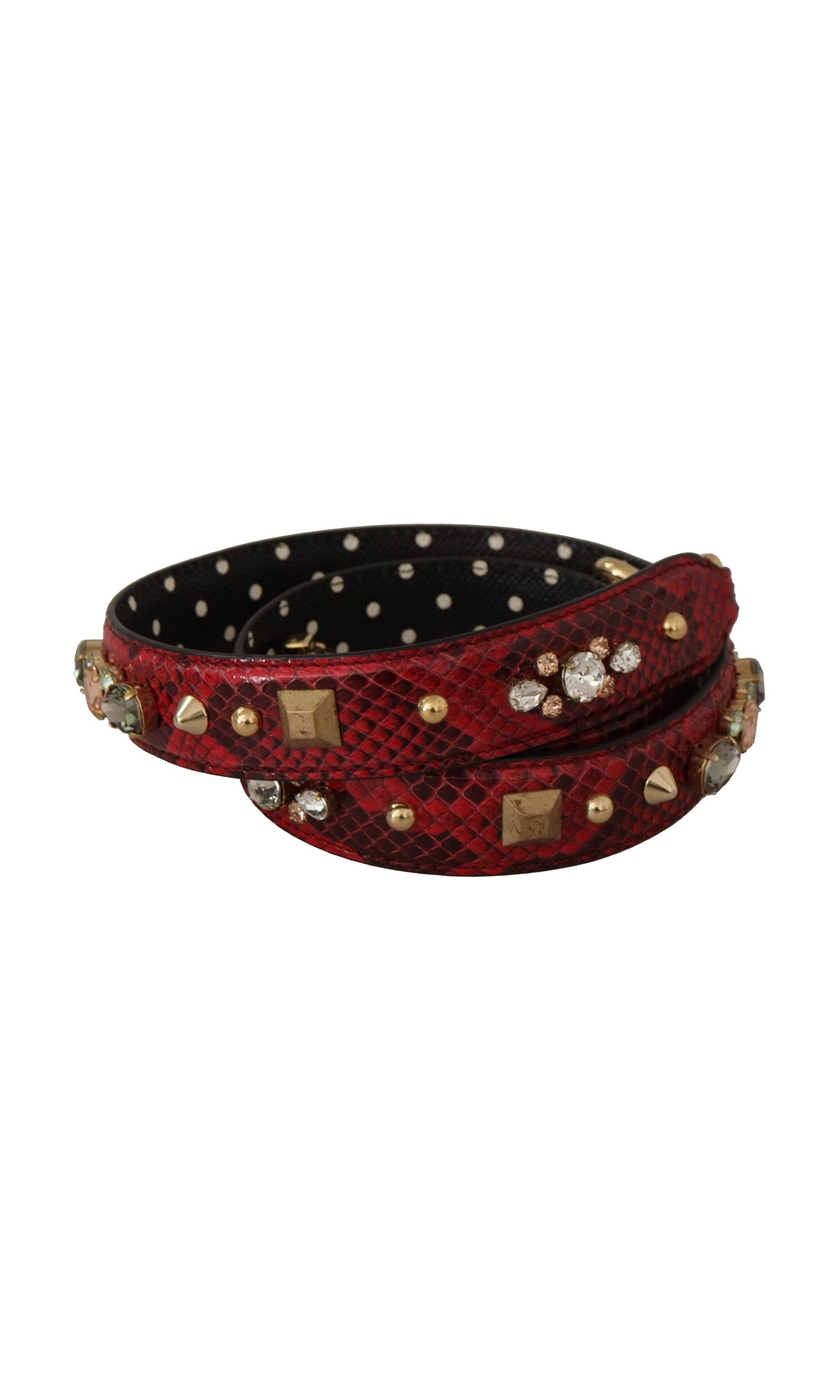 Dolce & Gabbana Python Leather Shoulder Bag Red Strap Glam Steals