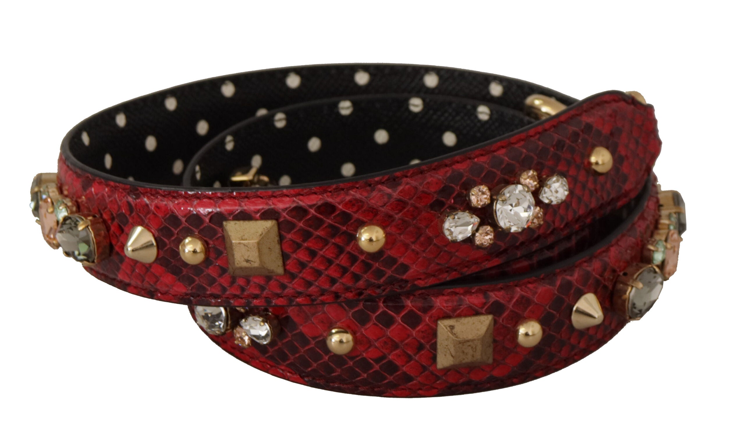 Dolce & Gabbana Python Leather Shoulder Bag Red Strap Glam Steals