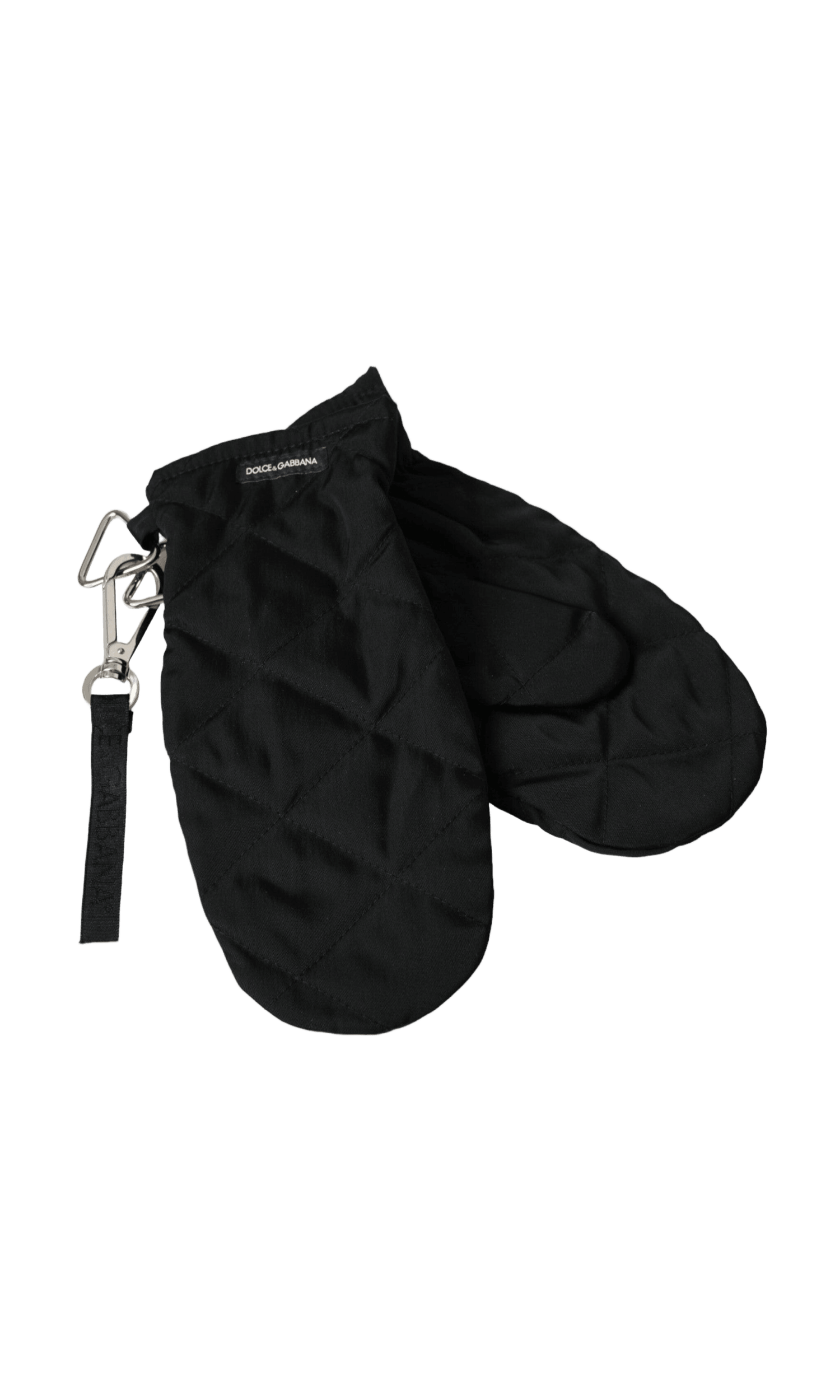 Dolce & Gabbana Quilted Nylon Wrist Length Mitten Black Gloves Glam Steals