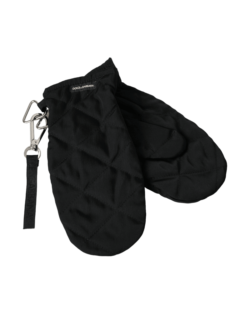 Dolce & Gabbana Quilted Nylon Wrist Length Mitten Black Gloves Glam Steals