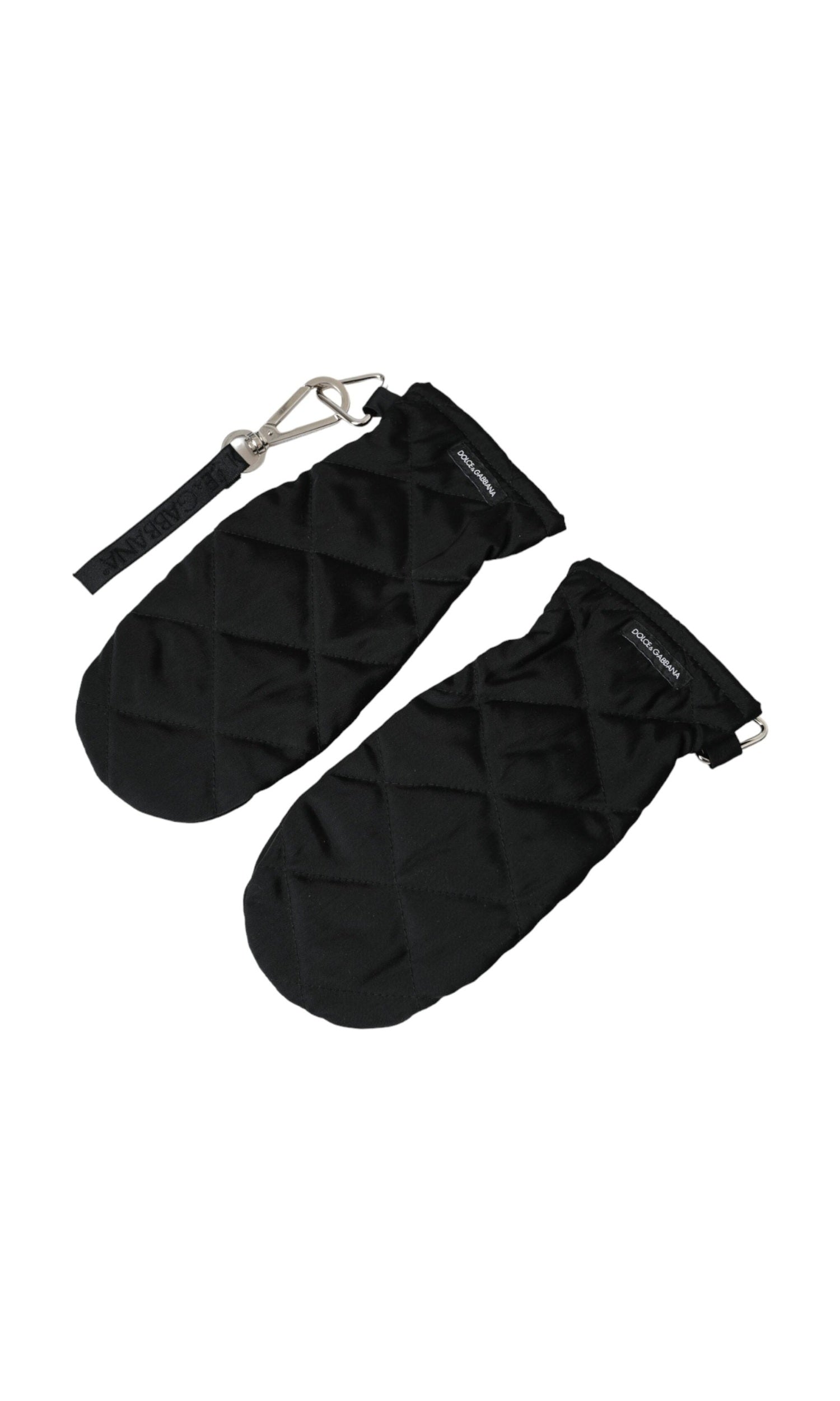 Dolce & Gabbana Quilted Nylon Wrist Length Mitten Black Gloves Glam Steals