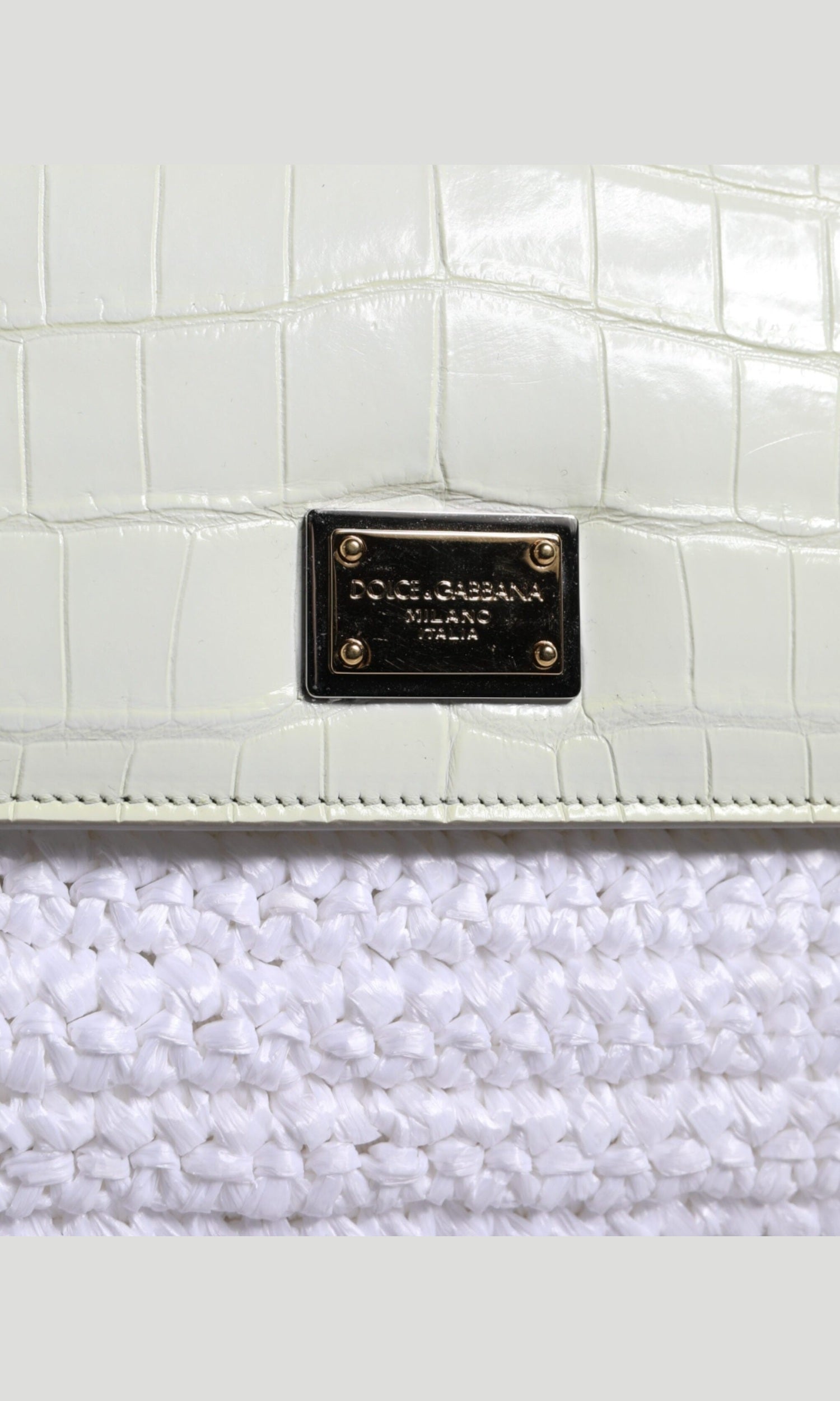 Dolce & Gabbana Rafia Leather Sicily Crossbody White Bag Glam Steals