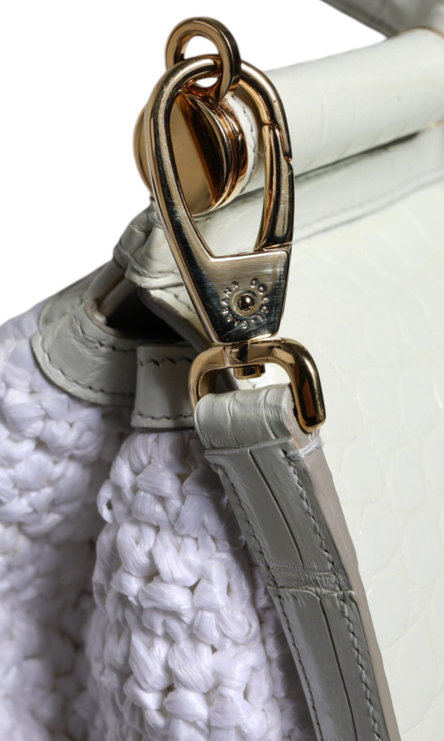 Dolce & Gabbana Rafia Leather Sicily Crossbody White Bag Glam Steals