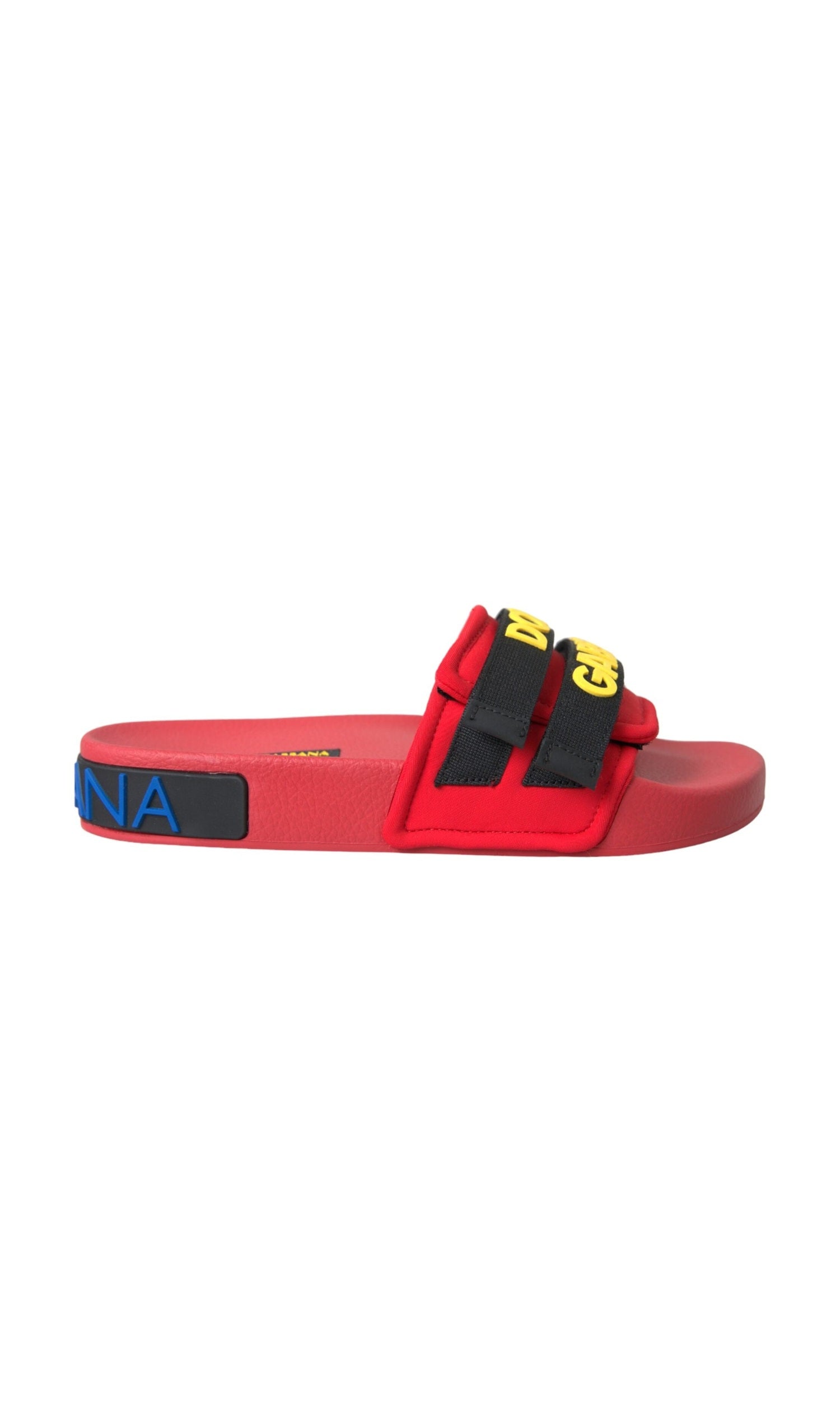 Dolce & Gabbana Red Black Logo Beachwear Flats Sandals Shoes Glam Steals