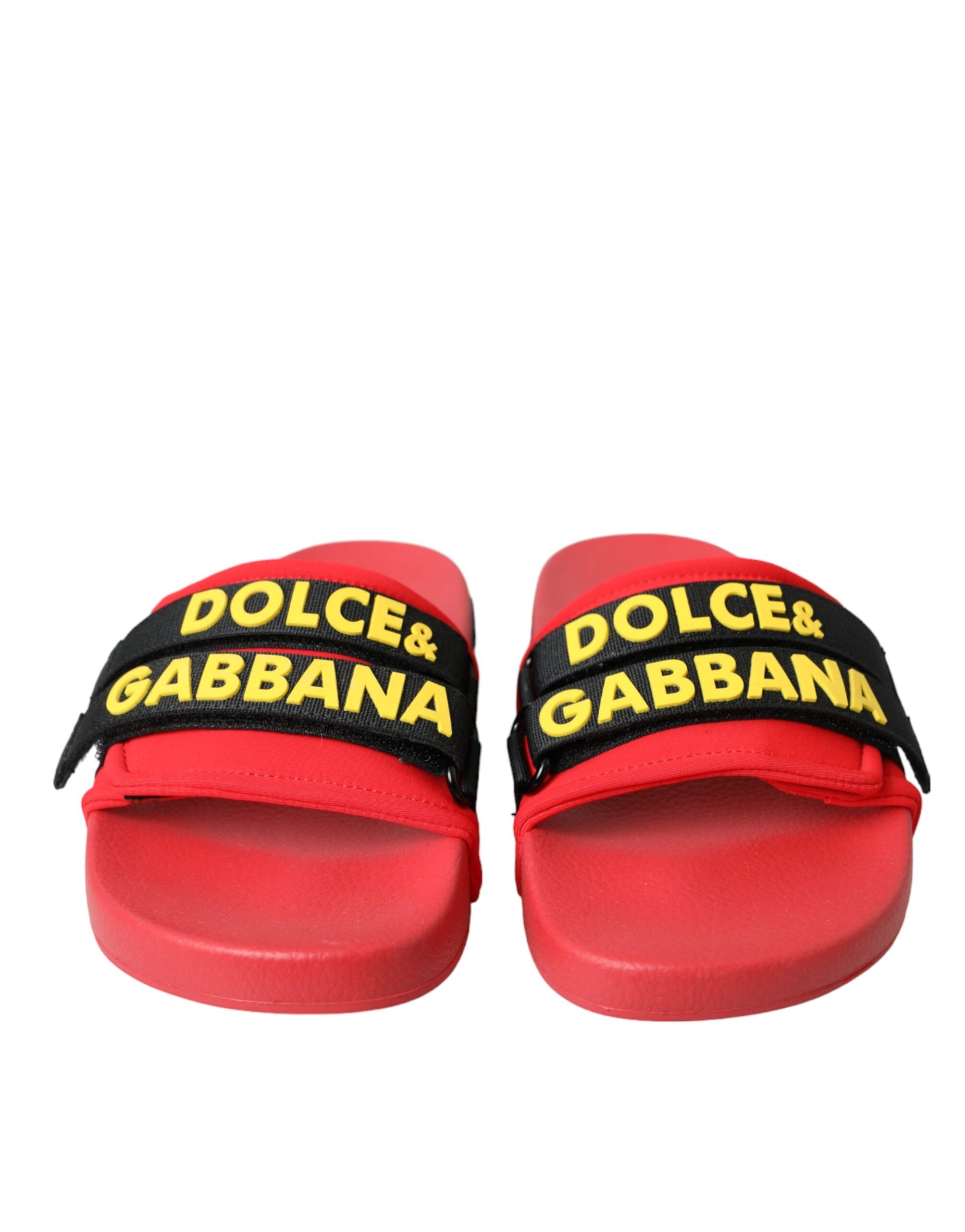 Dolce & Gabbana Red Black Logo Beachwear Flats Sandals Shoes Glam Steals