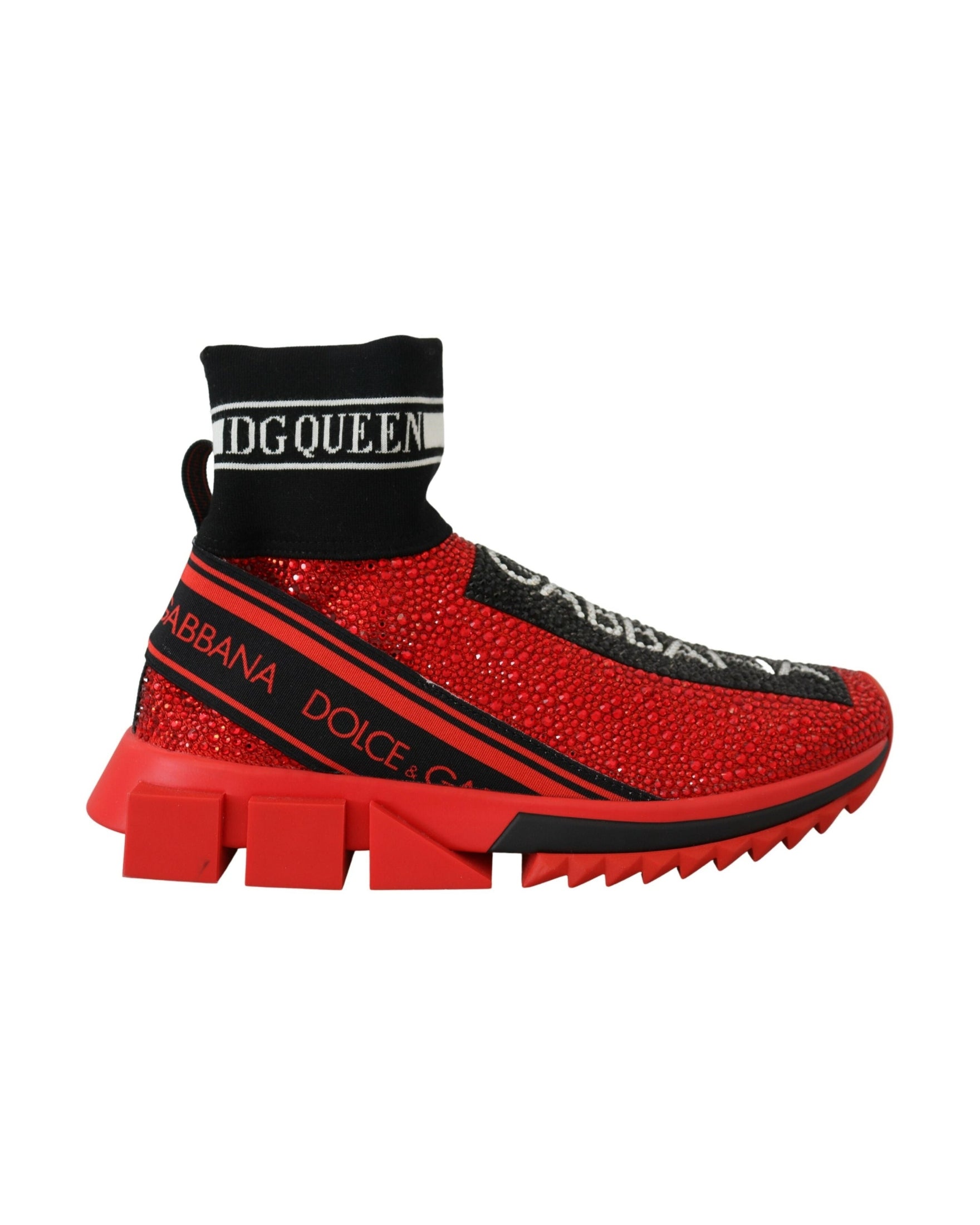 Dolce & Gabbana Red Bling Sorrento Sneakers Socks Shoes Sneakers