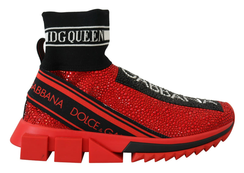 Dolce & Gabbana Red Bling Sorrento Sneakers Socks Shoes Glam Steals
