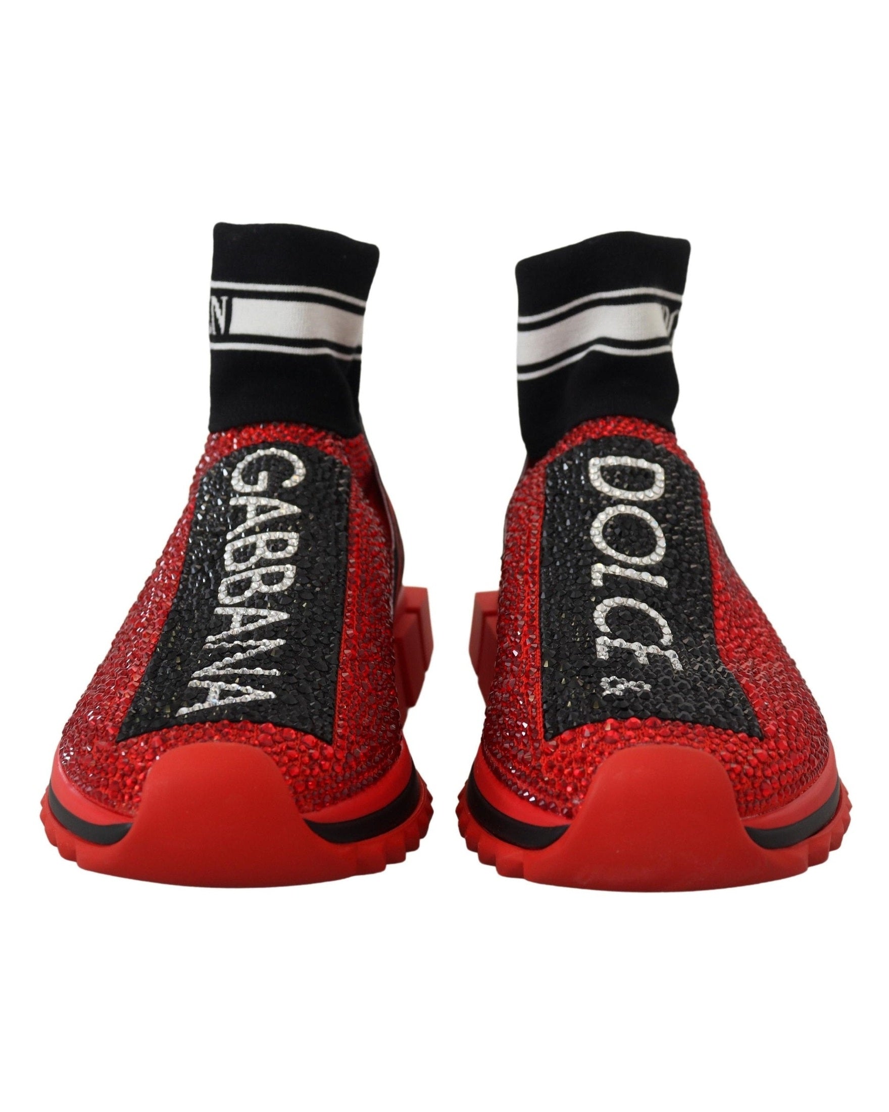 Dolce & Gabbana Red Bling Sorrento Sneakers Socks Shoes Sneakers