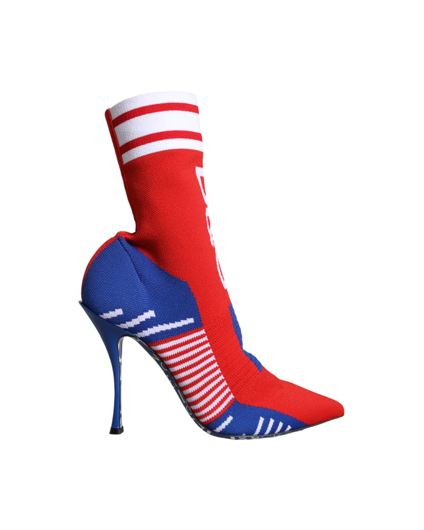 Dolce & Gabbana Red Blue Stretch Sock Style Ankle Boots Logo Shoes Glam Steals