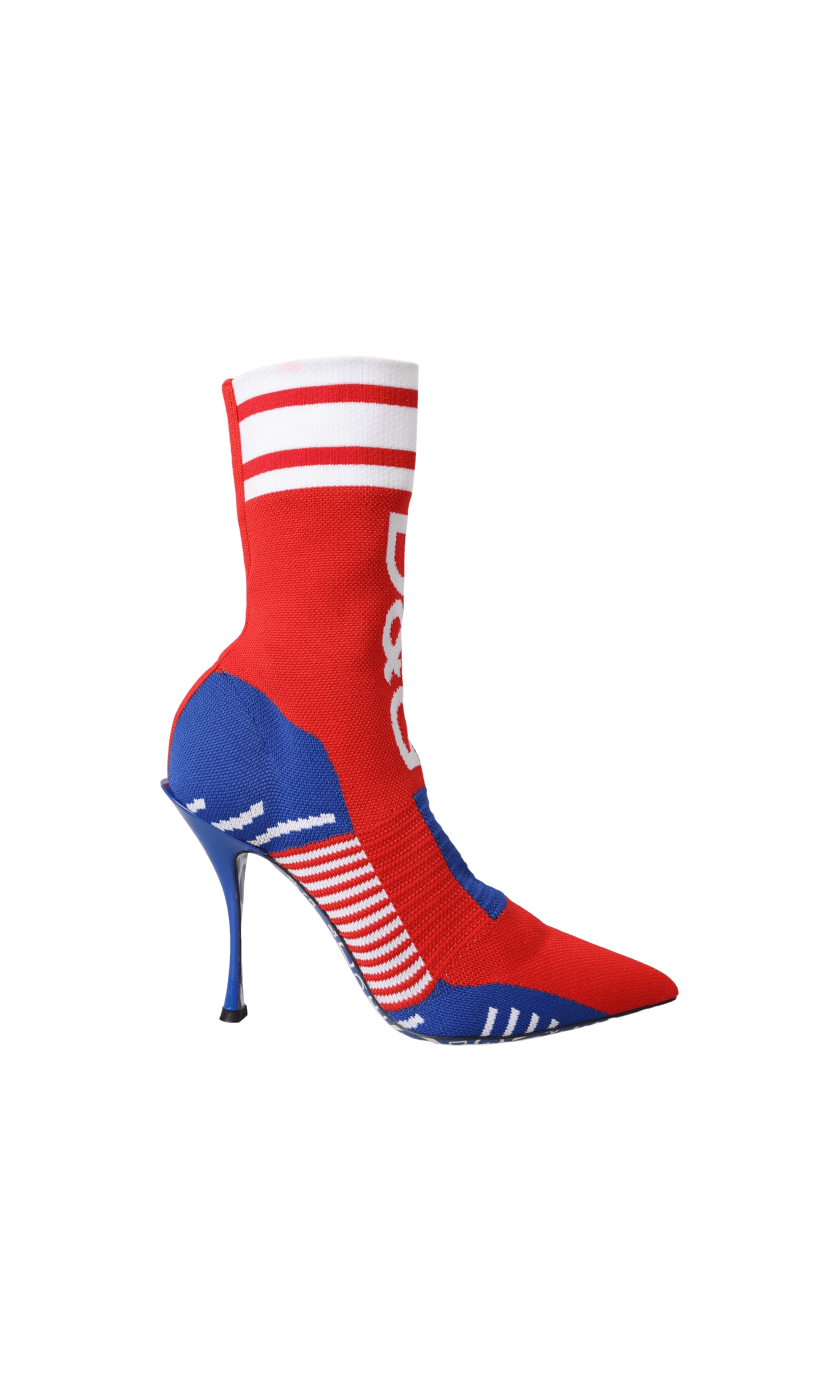 Dolce & Gabbana Red Blue Stretch Sock Style Ankle Boots Logo Shoes Glam Steals