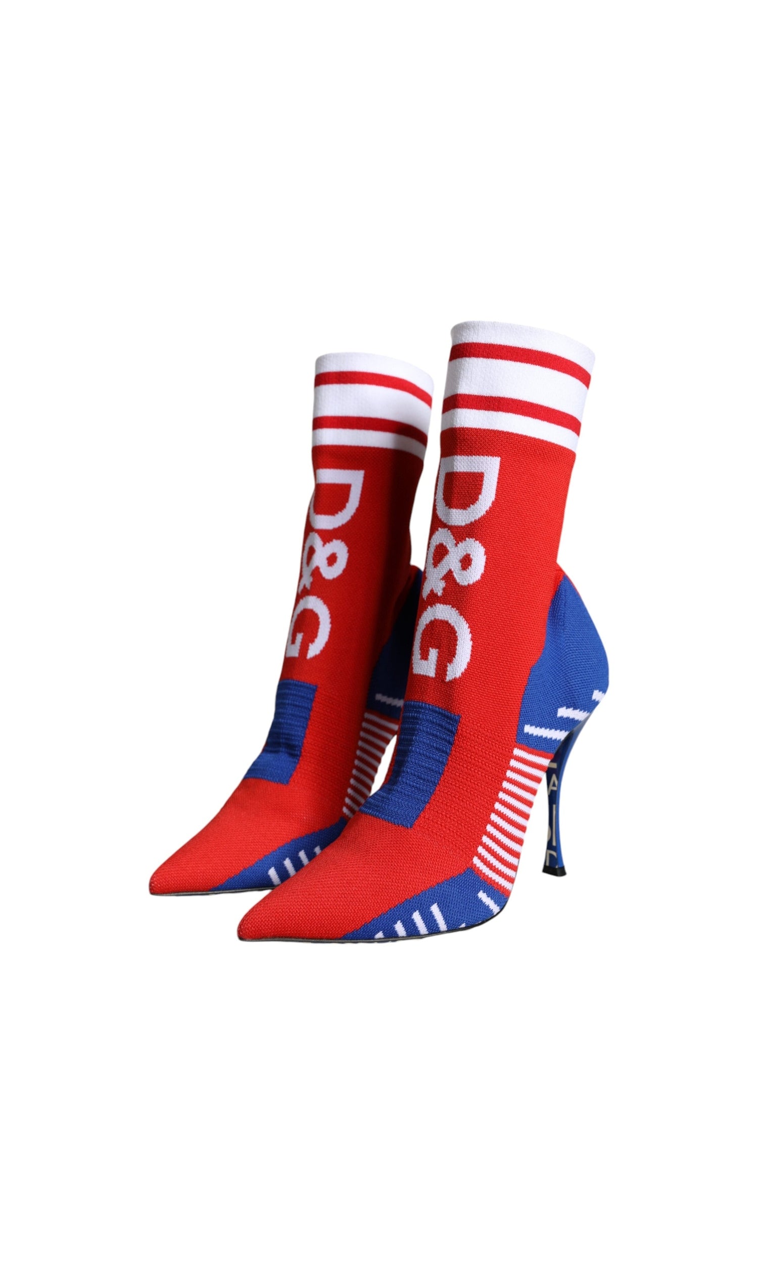 Dolce & Gabbana Red Blue Stretch Sock Style Ankle Boots Logo Shoes Glam Steals