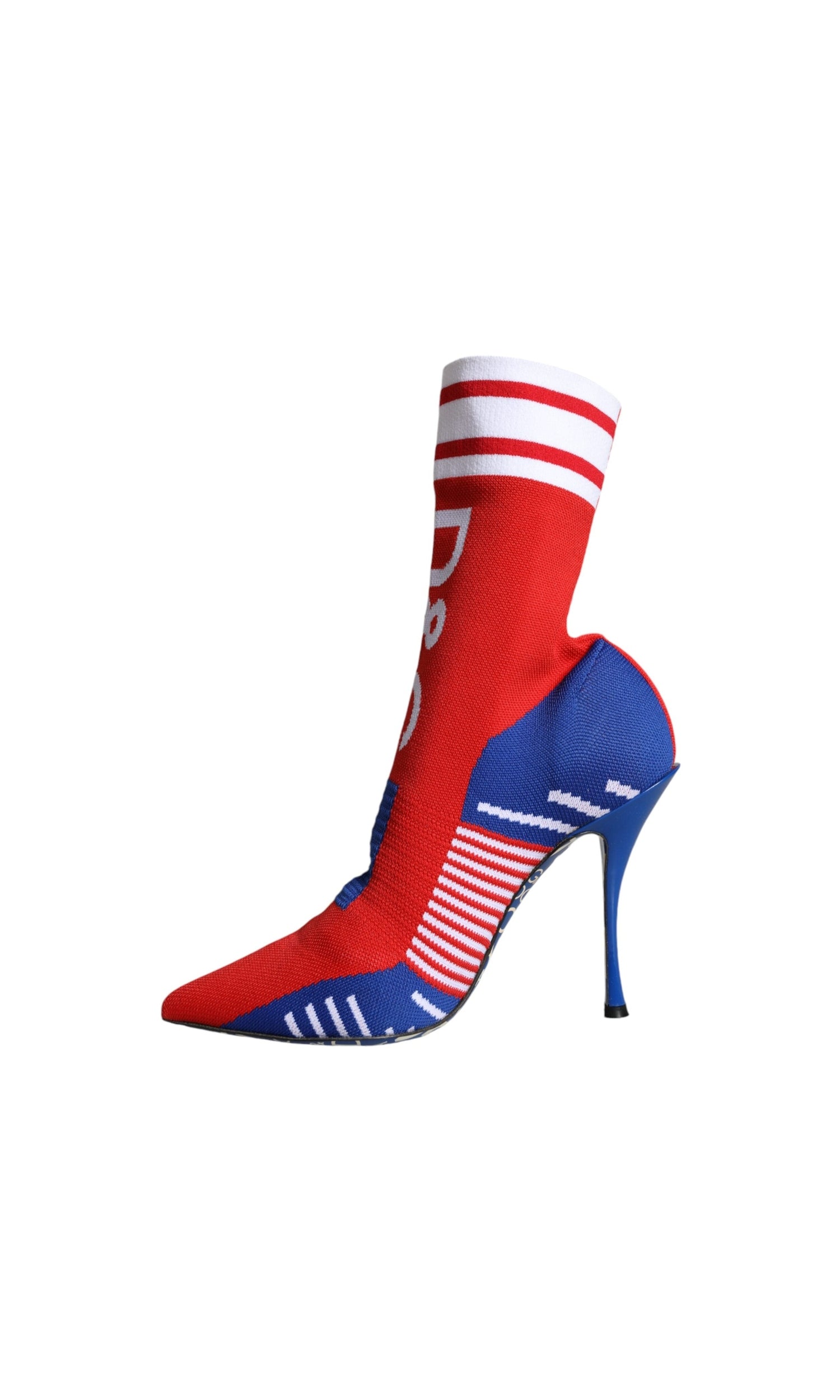 Dolce & Gabbana Red Blue Stretch Sock Style Ankle Boots Logo Shoes Glam Steals
