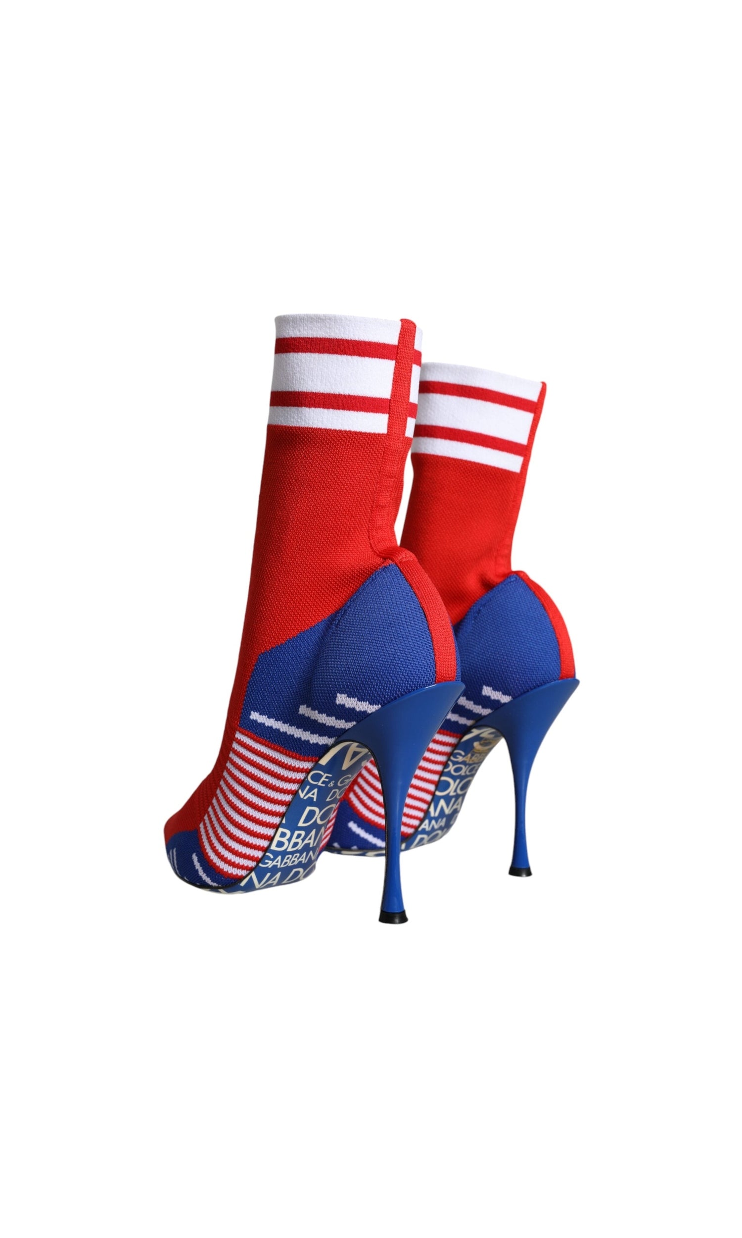 Dolce & Gabbana Red Blue Stretch Sock Style Ankle Boots Logo Shoes Glam Steals
