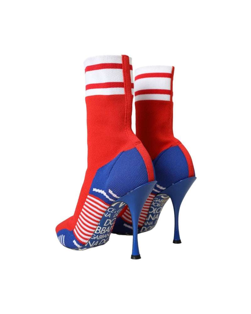 Dolce & Gabbana Red Blue Stretch Sock Style Ankle Boots Logo Shoes Glam Steals
