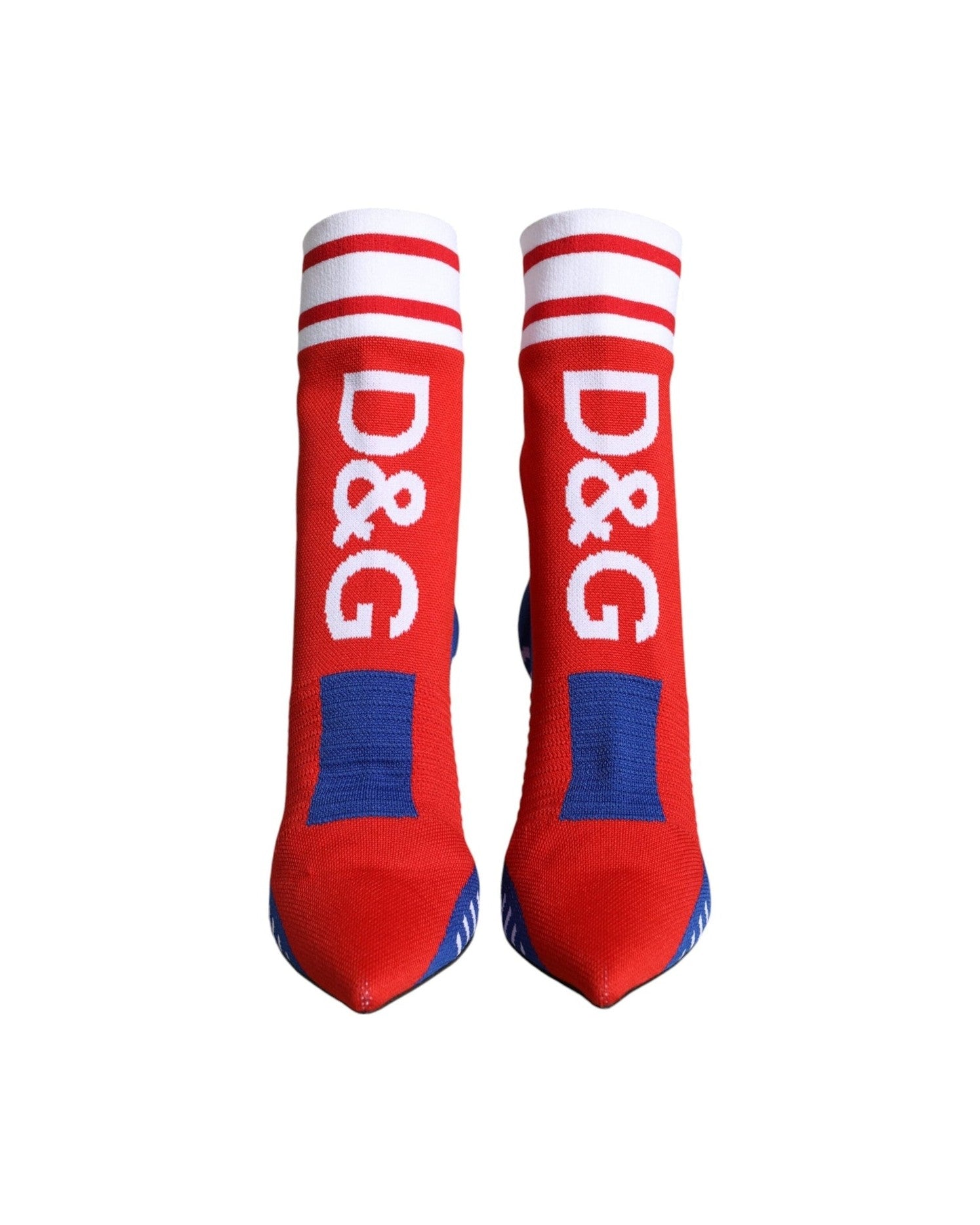 Dolce & Gabbana Red Blue Stretch Sock Style Ankle Boots Logo Shoes Glam Steals