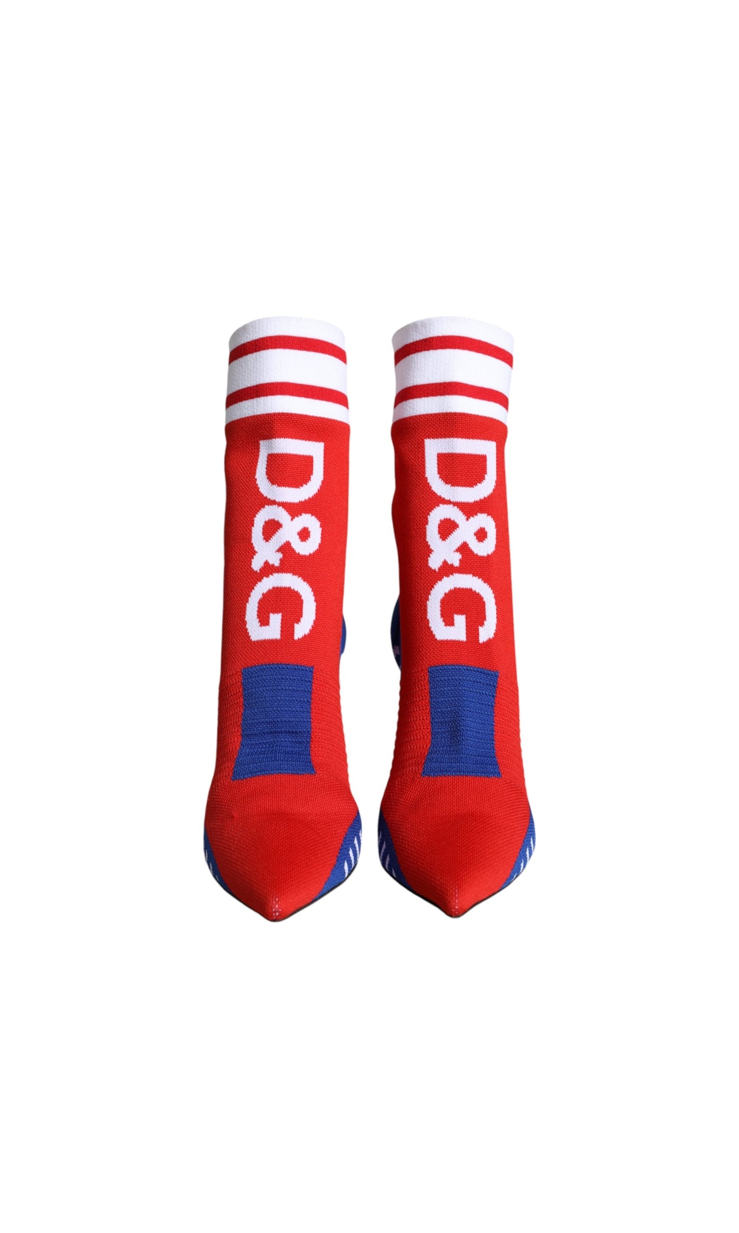 Dolce & Gabbana Red Blue Stretch Sock Style Ankle Boots Logo Shoes Glam Steals