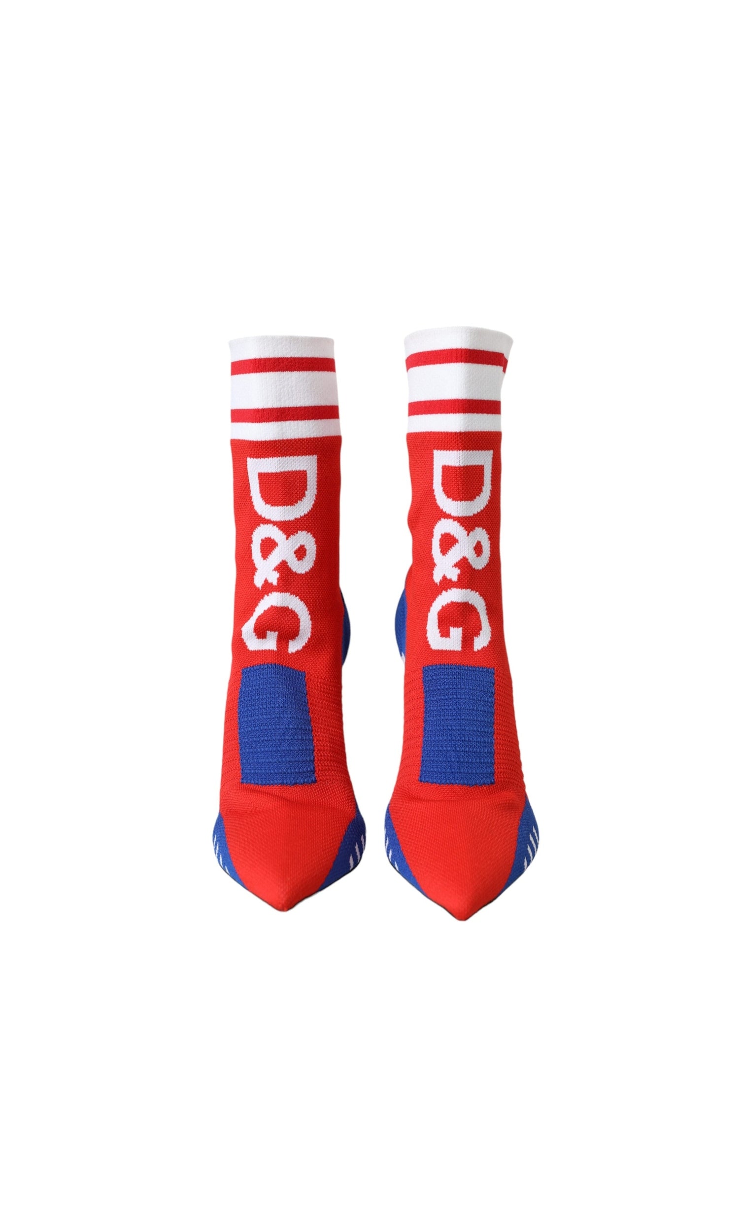 Dolce & Gabbana Red Blue Stretch Sock Style Ankle Boots Logo Shoes Glam Steals