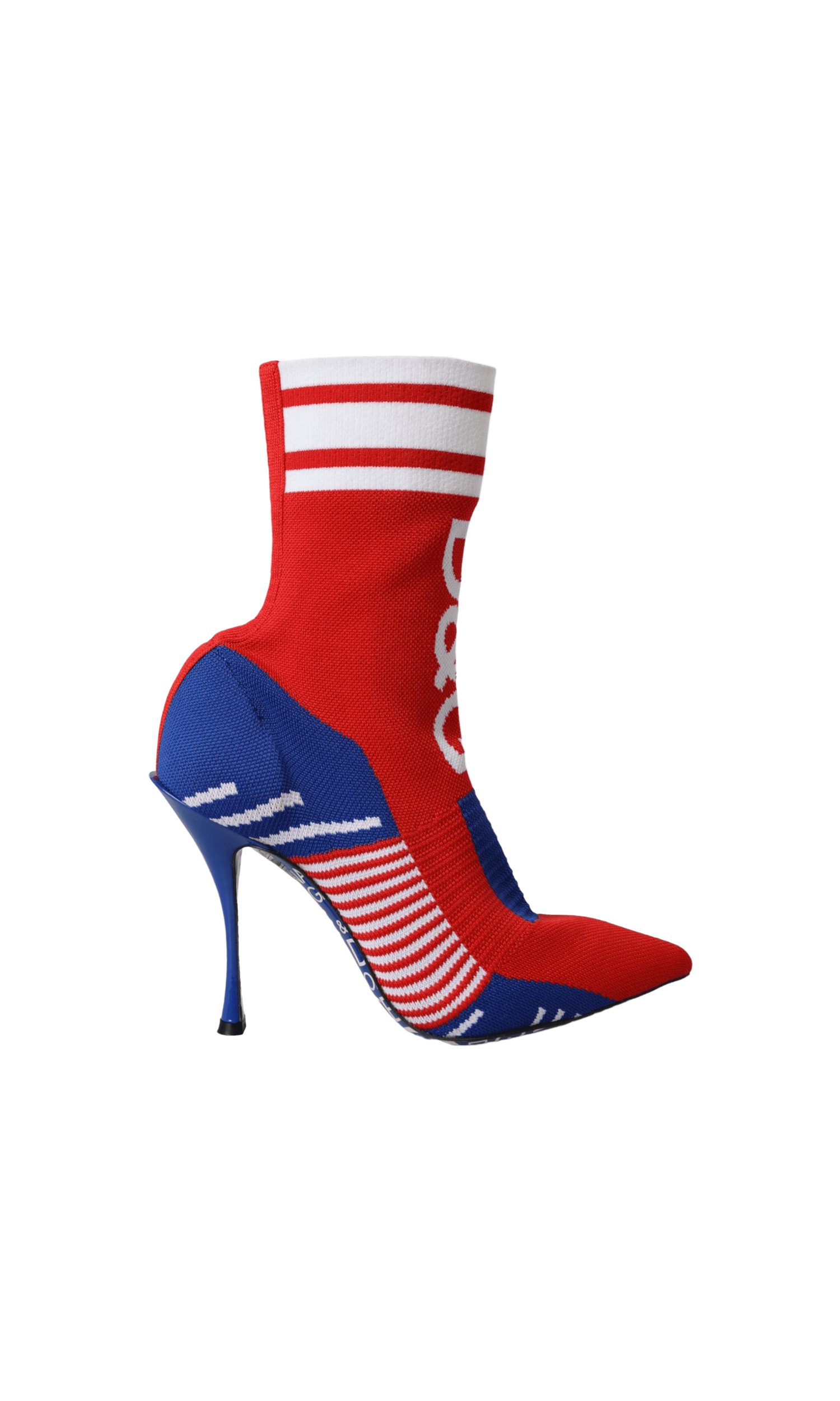 Dolce & Gabbana Red Blue Stretch Sock Style Short Boots Logo Shoes Glam Steals