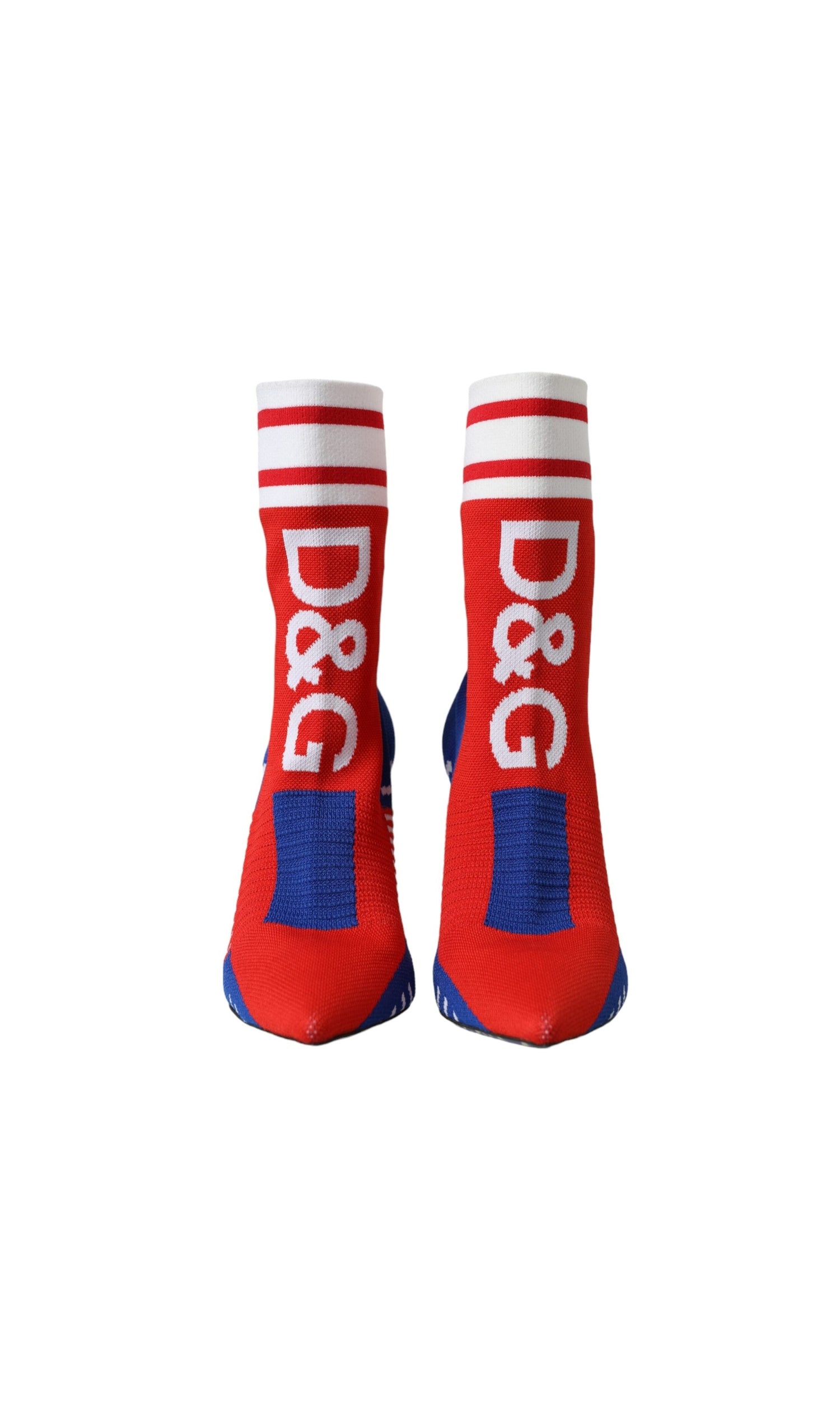 Dolce & Gabbana Red Blue Stretch Sock Style Short Boots Logo Shoes Glam Steals