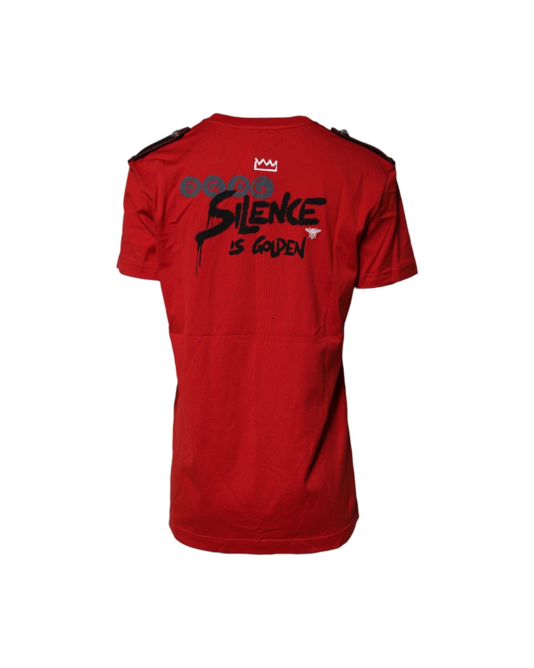 Dolce & Gabbana Red Cotton Graphic Print Crew Neck T-shirt Glam Steals